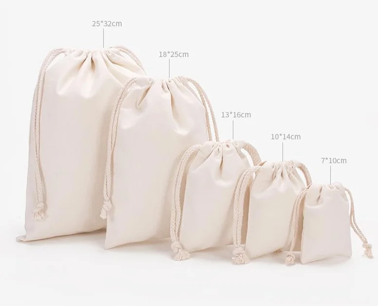 WANYI Pochette Tissu Coton 18x25cm Sacs Cadeaux avec Cordon de Serrage 2 Pièces