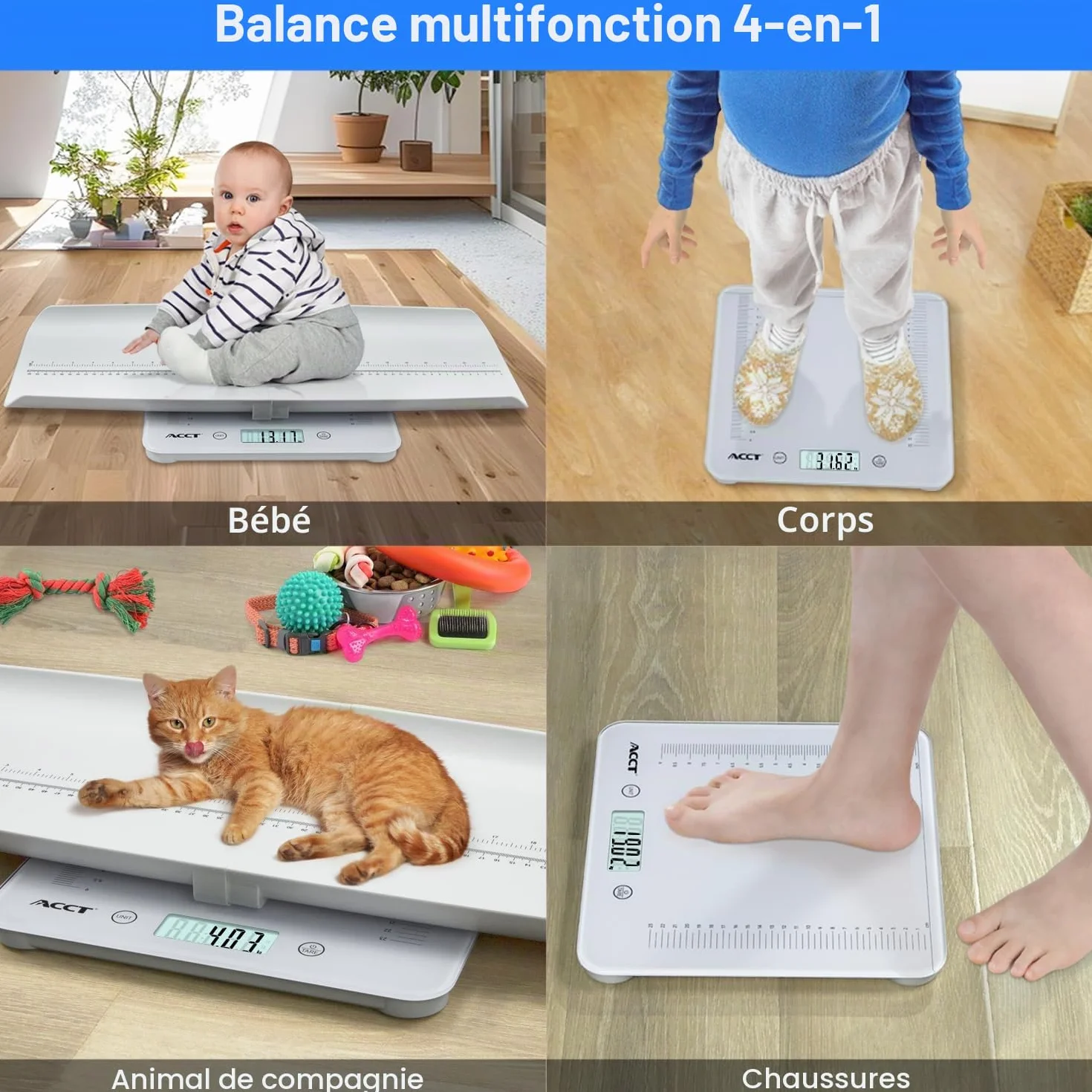 Pèse-bébé numérique 440 lb avec support amovible pour bébés, chats et chiens