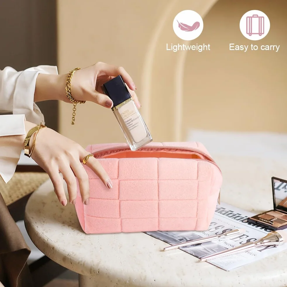 Grande Trousse de Maquillage Aucuu, Sac Cosmétique de Voyage avec Fermeture éclair Motif Floral