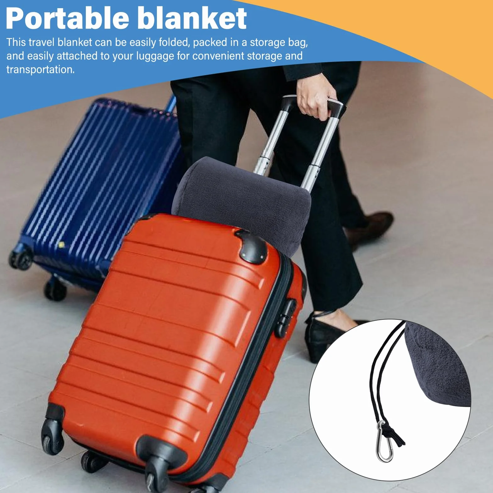 BORDEAG Couverture de voyage 2 en 1 Coussin transformable 127 x 152 cm Bleu foncé
