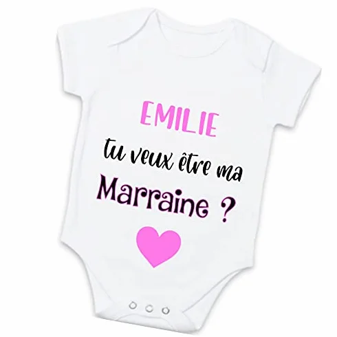 Tee-shirt enfant personnalisé Tu veux être ma Marraine Cadeau annonce marraine Rose ou bleu 3 mois à 4 ans