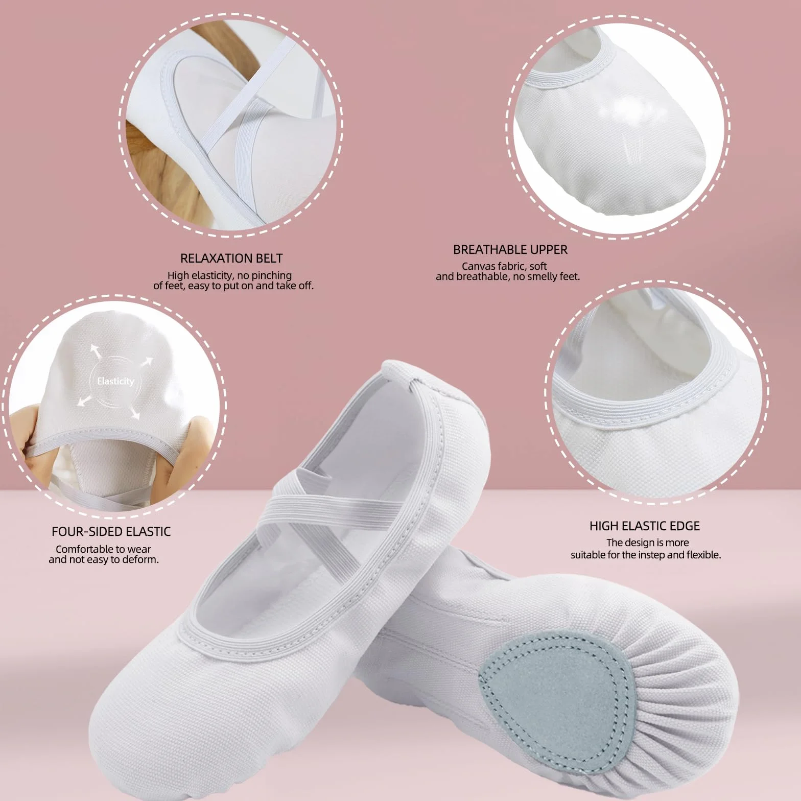 Chaussures de Ballet Doux Toile Chaussons Pilates Yoga Gymnastique Split Plate pour Femmes 22-44 EU