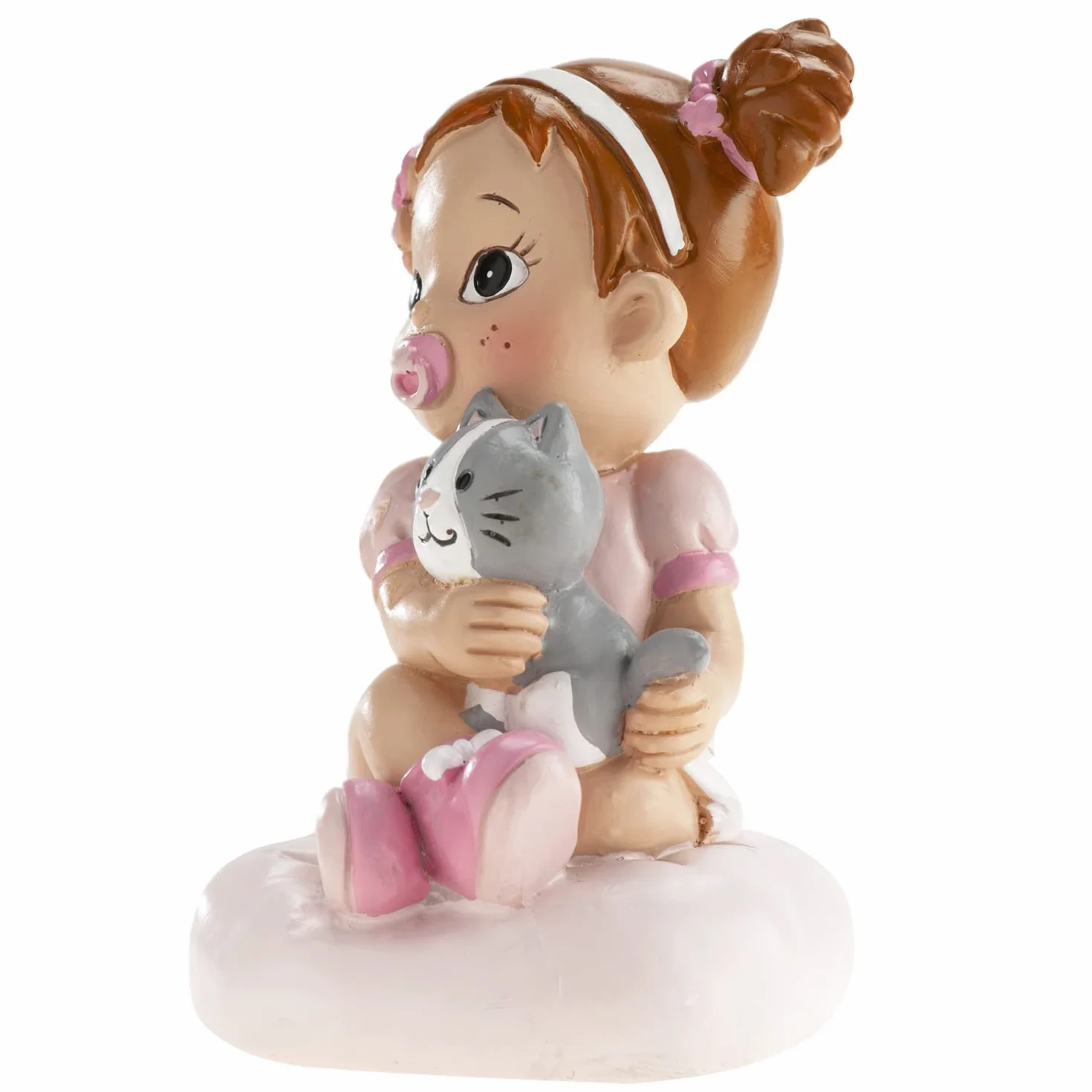 Figurine en résine Décoration Baptême Fille 10 cm Cake Topper Bébé Chaton Design Original