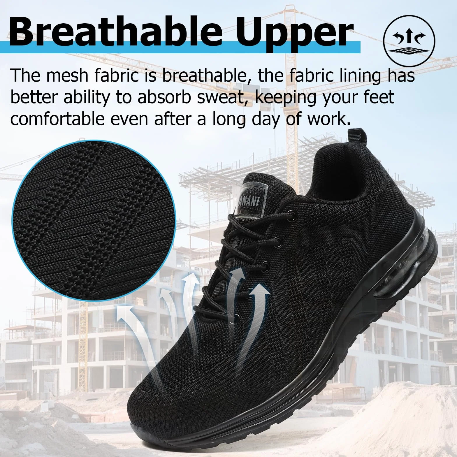 Hanani Chaussures de sécurité Homme Femme Basket Embout Acier Respirant Anti-Perforation