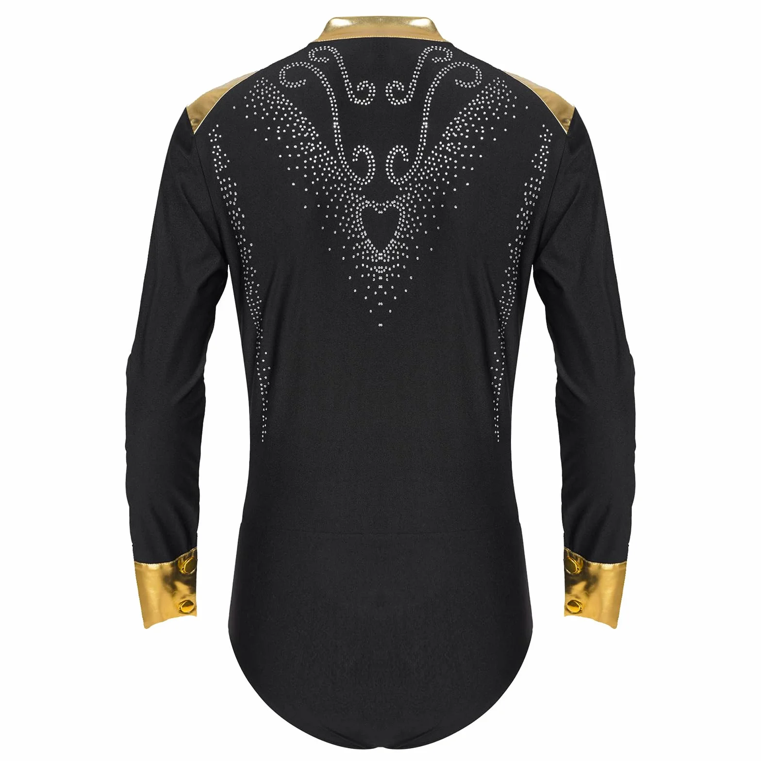 Justaucorps Gymnastique Manches Longues Strass Brillant Body Danse Homme M-XXL