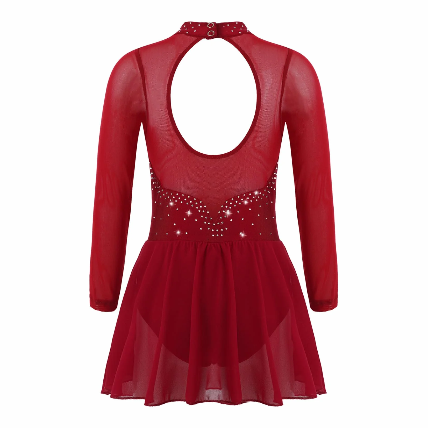 Robe Patinage Artistique Strass Brillant Justaucorps Manches Longues Tenue Danse Gymnastique Enfant Fille 5-16 Ans