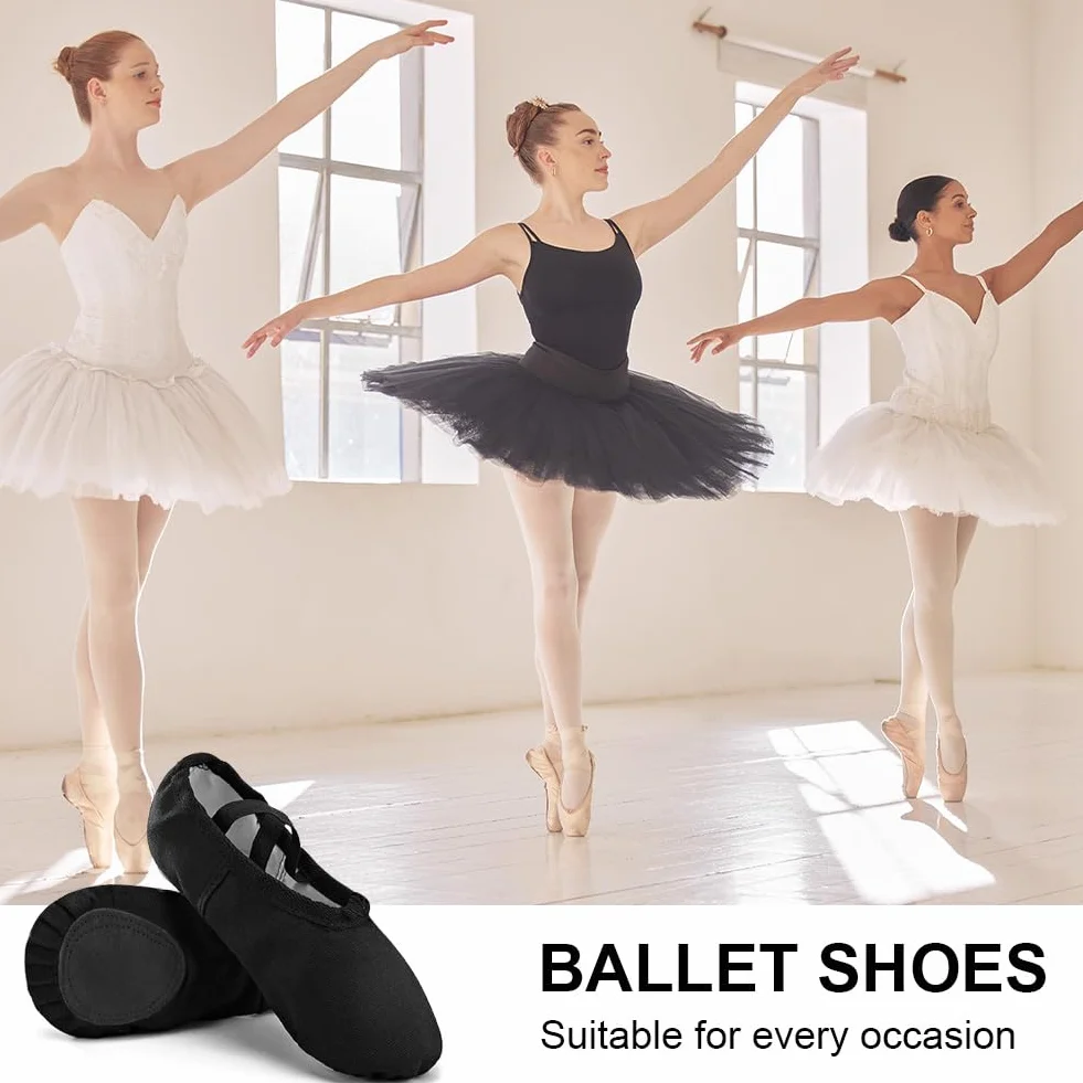 flintronic Chaussure de Ballet Danse Toile Gymnastique Yoga Chaussons Ballerine pour Enfants Filles Femmes
