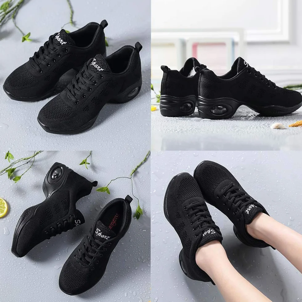 Chaussures de Sport Jazz Femmes Sneakers Zumba Danse Fitness à Lacets Maille Coussin d'air