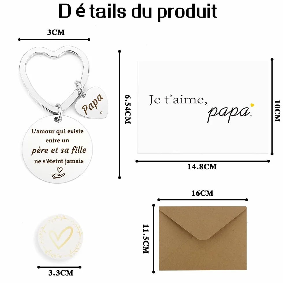 Porte Clef Cadeau pour Papa Fete des Peres Anniversaire Noel