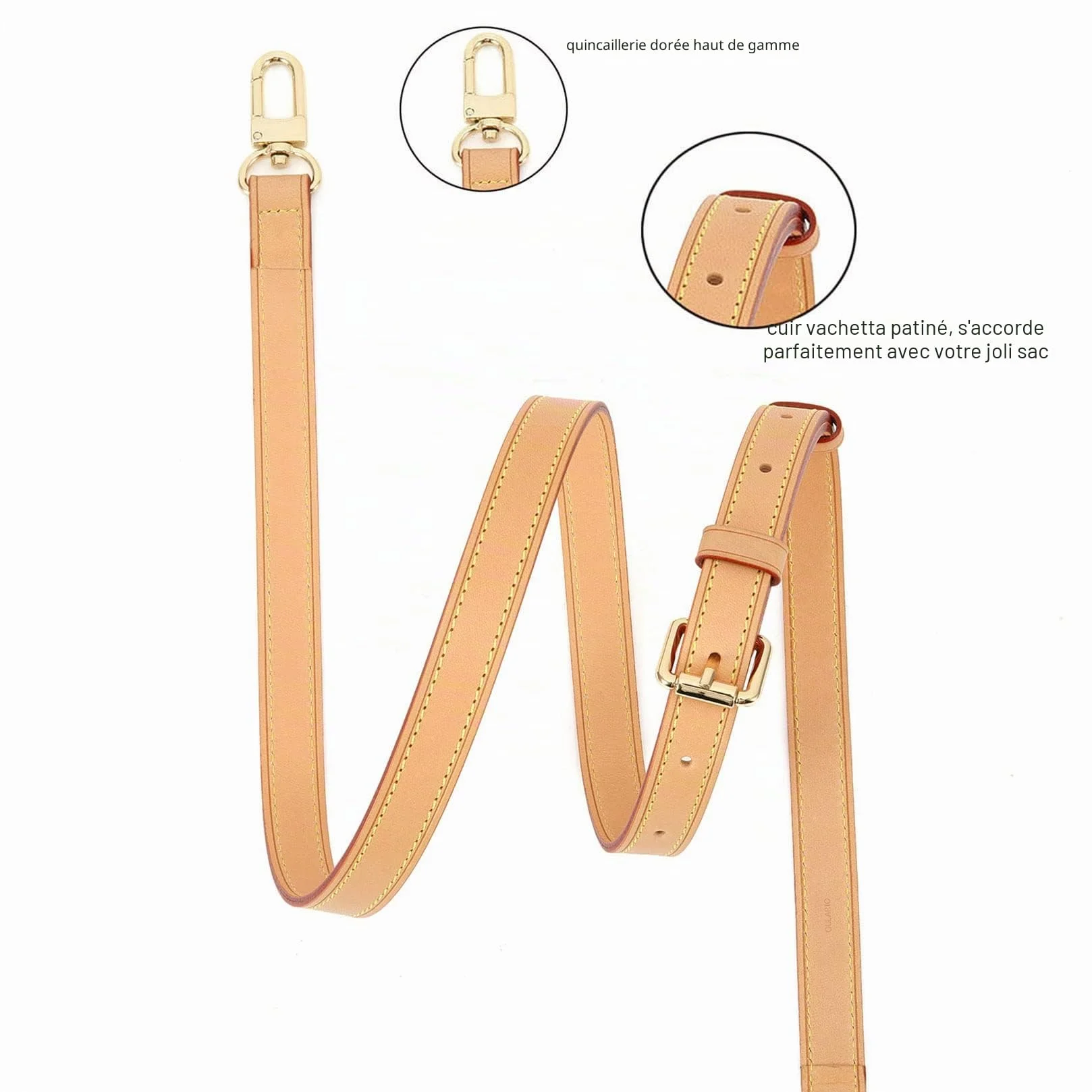 Sangle Réglable en Véritable Cuir pour Sac à Main Portefeuille Metis Alma