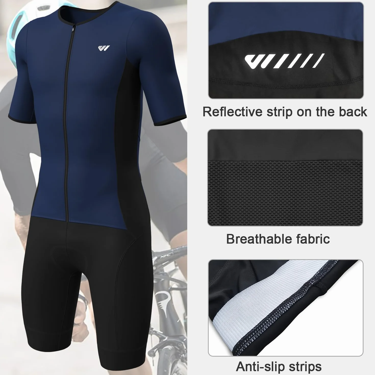 Combinaison Trifonction Triathlon Homme Respirante Séchage Rapide Natation Vélo Course