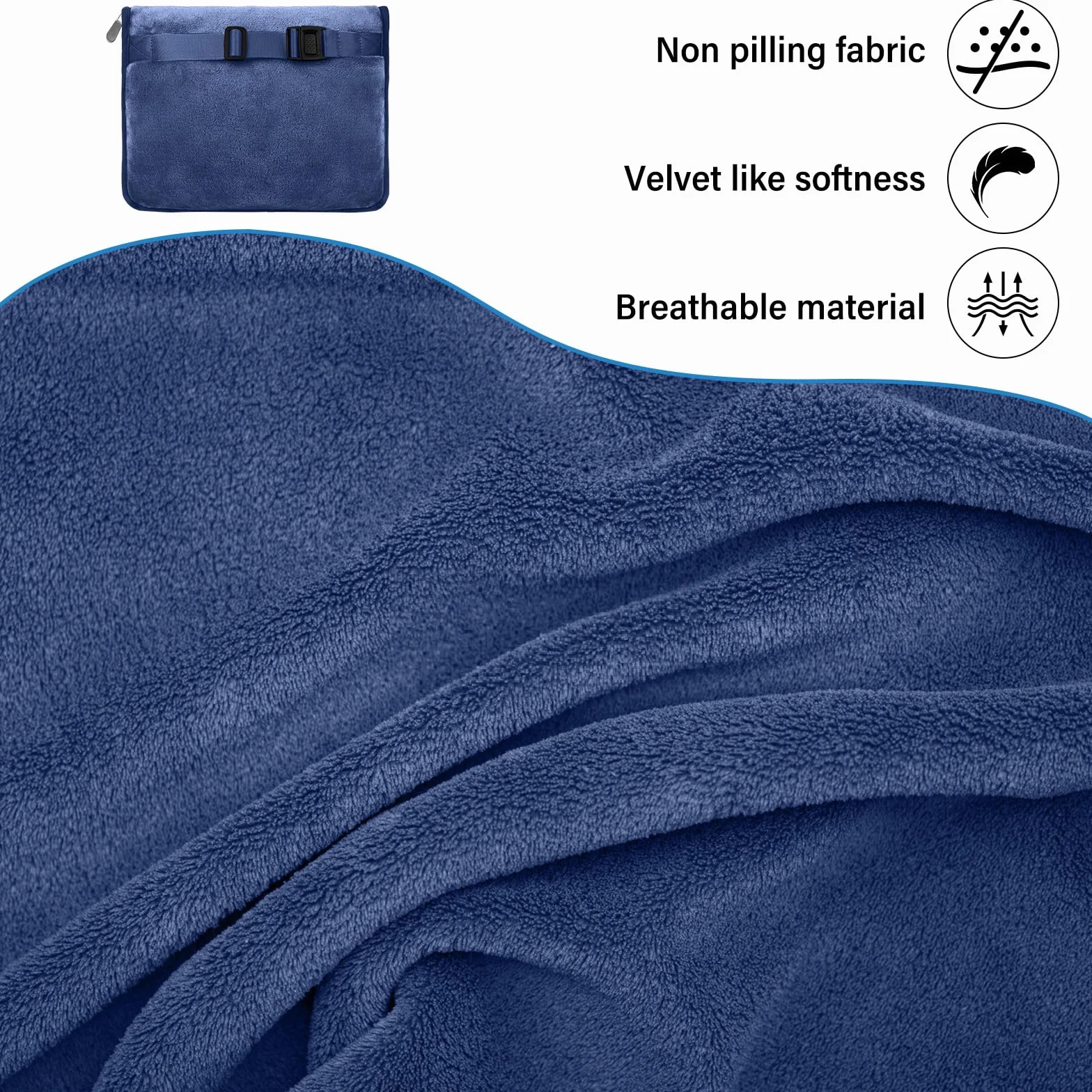 BAIFULAI Couverture de voyage 2 en 1 avec masque de sommeil et bouchons d'oreilles - Coussin transformable