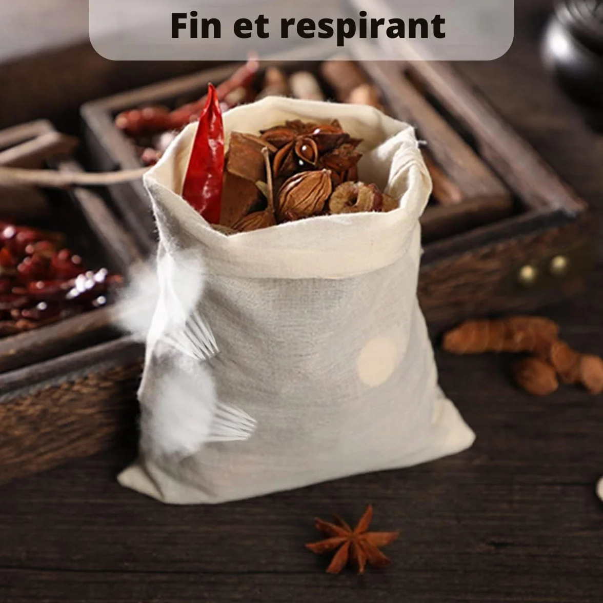 Sacs en Lin Coton 10x15cm avec Cordon de Serrage, Sac Toile de Jute Réutilisable Pochon Tissu Mariage
