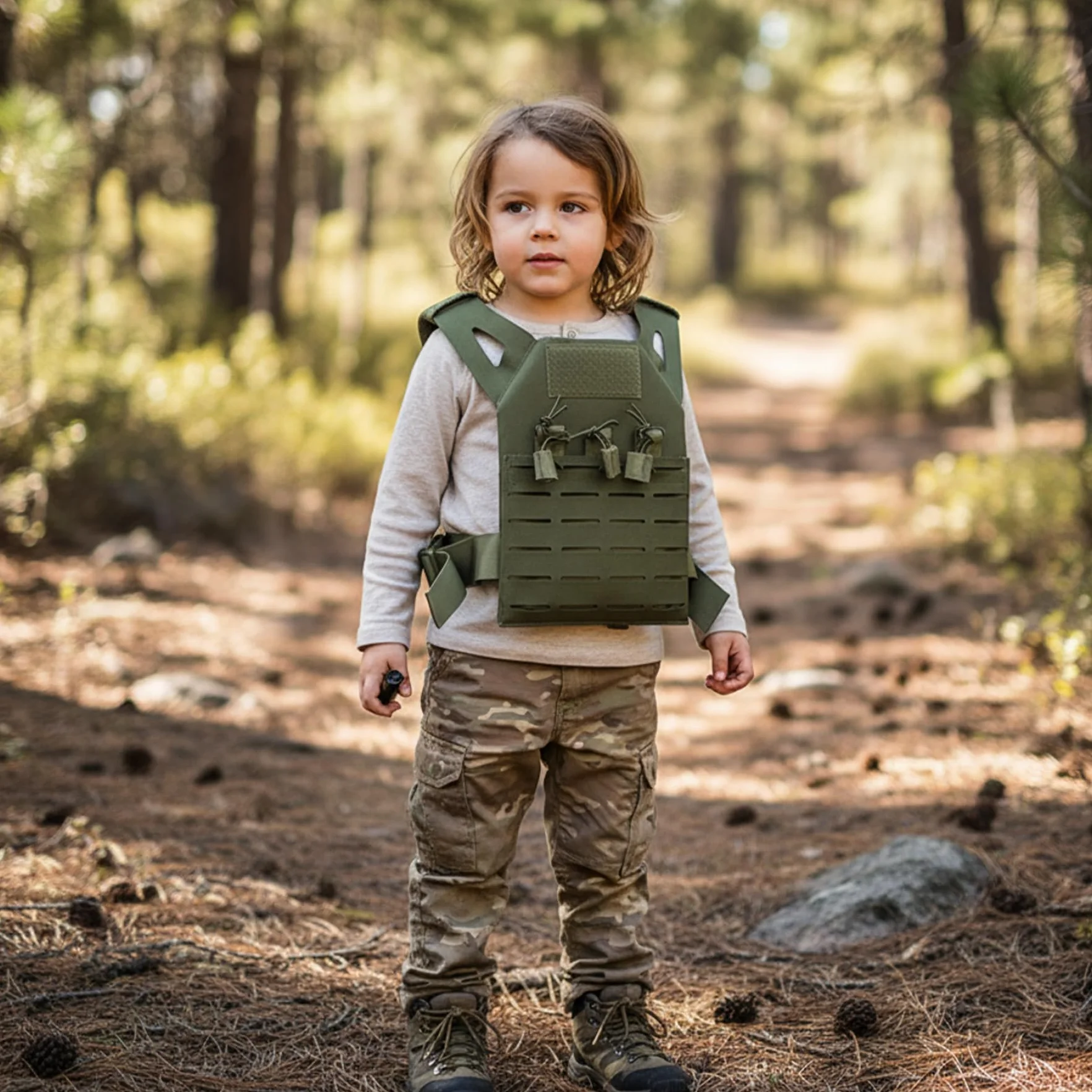 Gilet d'airsoft enfant pare-balles ajustable respirant léger style militaire