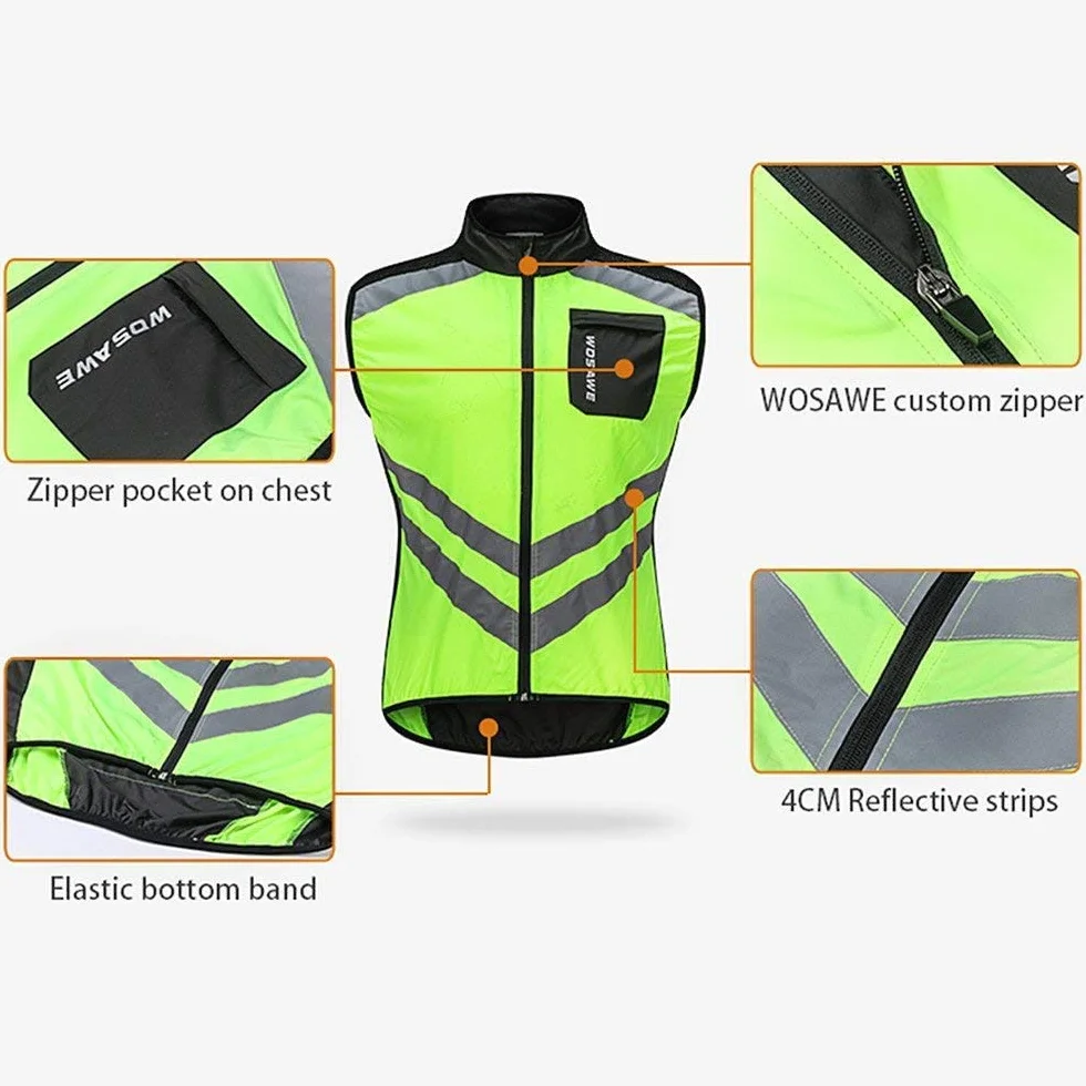Gilet de Cyclisme sans Manches LINGKY pour Hommes Veste Respirante Poches Zippées Réfléchissante Légère