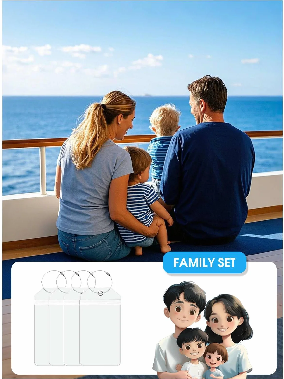 Lammcou Étiquettes de bagages XXL PVC robuste étanche transparentes 19x11cm 4pcs pour Aida TUI Mein Schiff