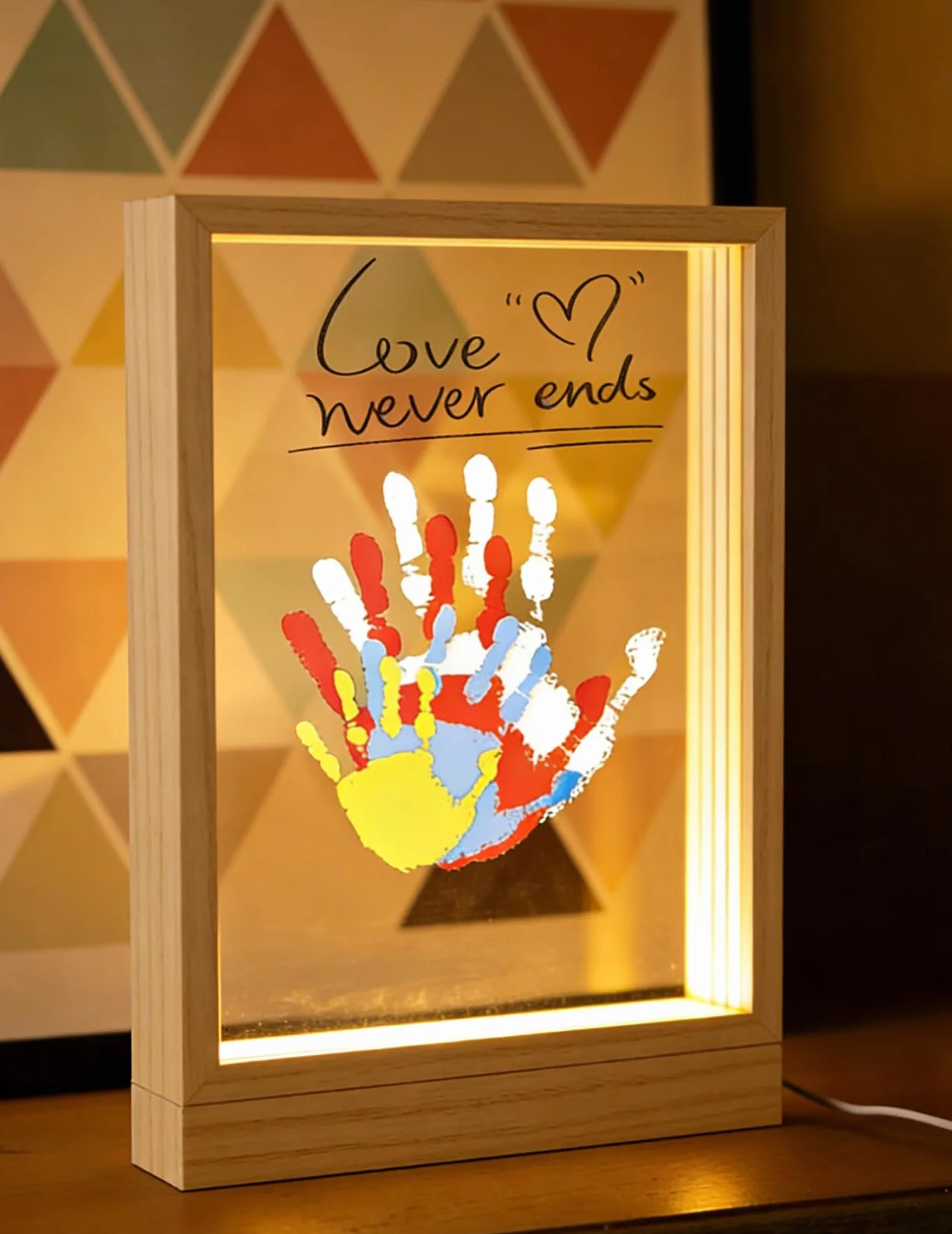 SciFiVisi Cadre Empreintes Main Bébé LED 4 Empreintes Noir Cadeau Baptême