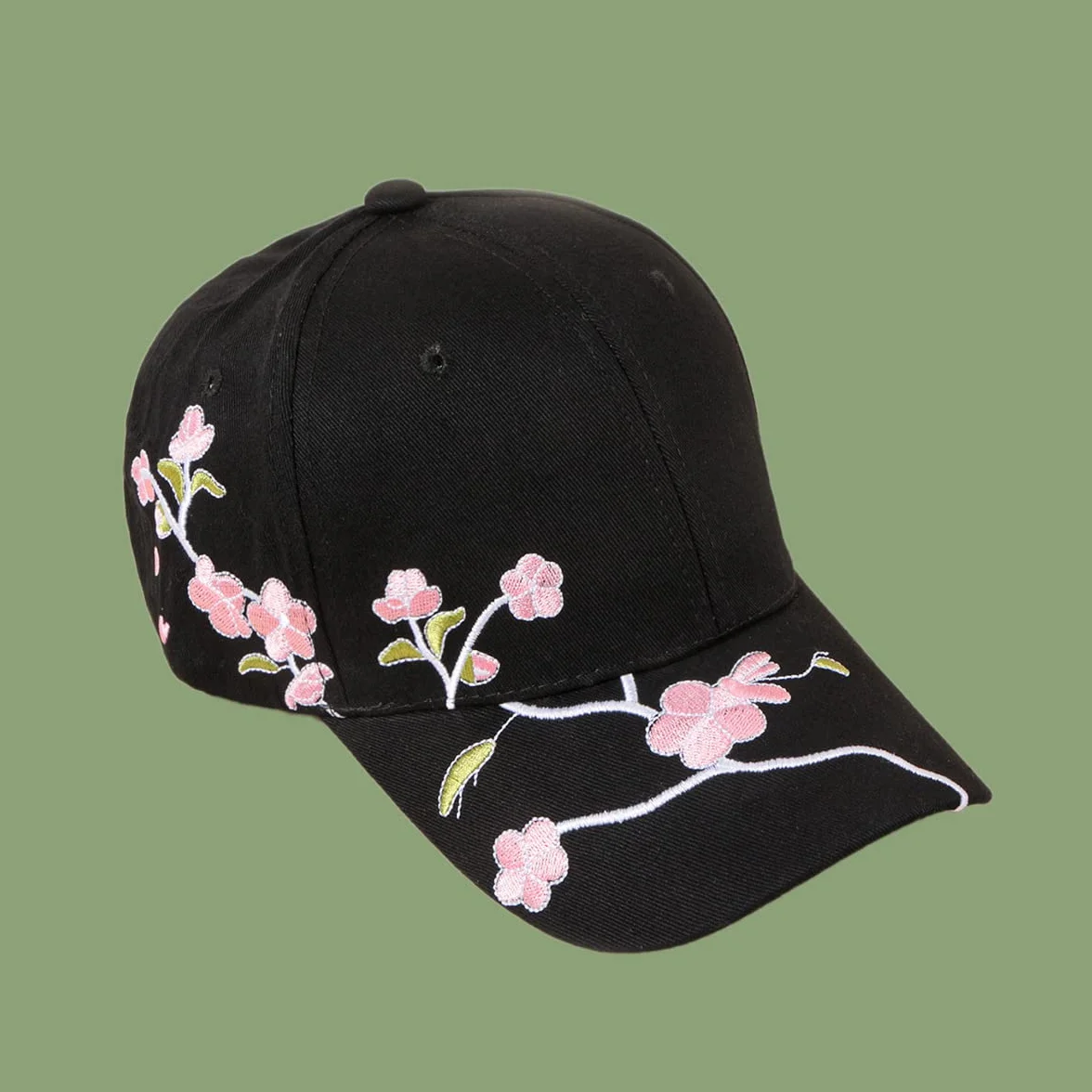 Casquette de Baseball Brodée Fleur du Prunier Chapeau Visière Réglable Sport Golf Anti-Soleil