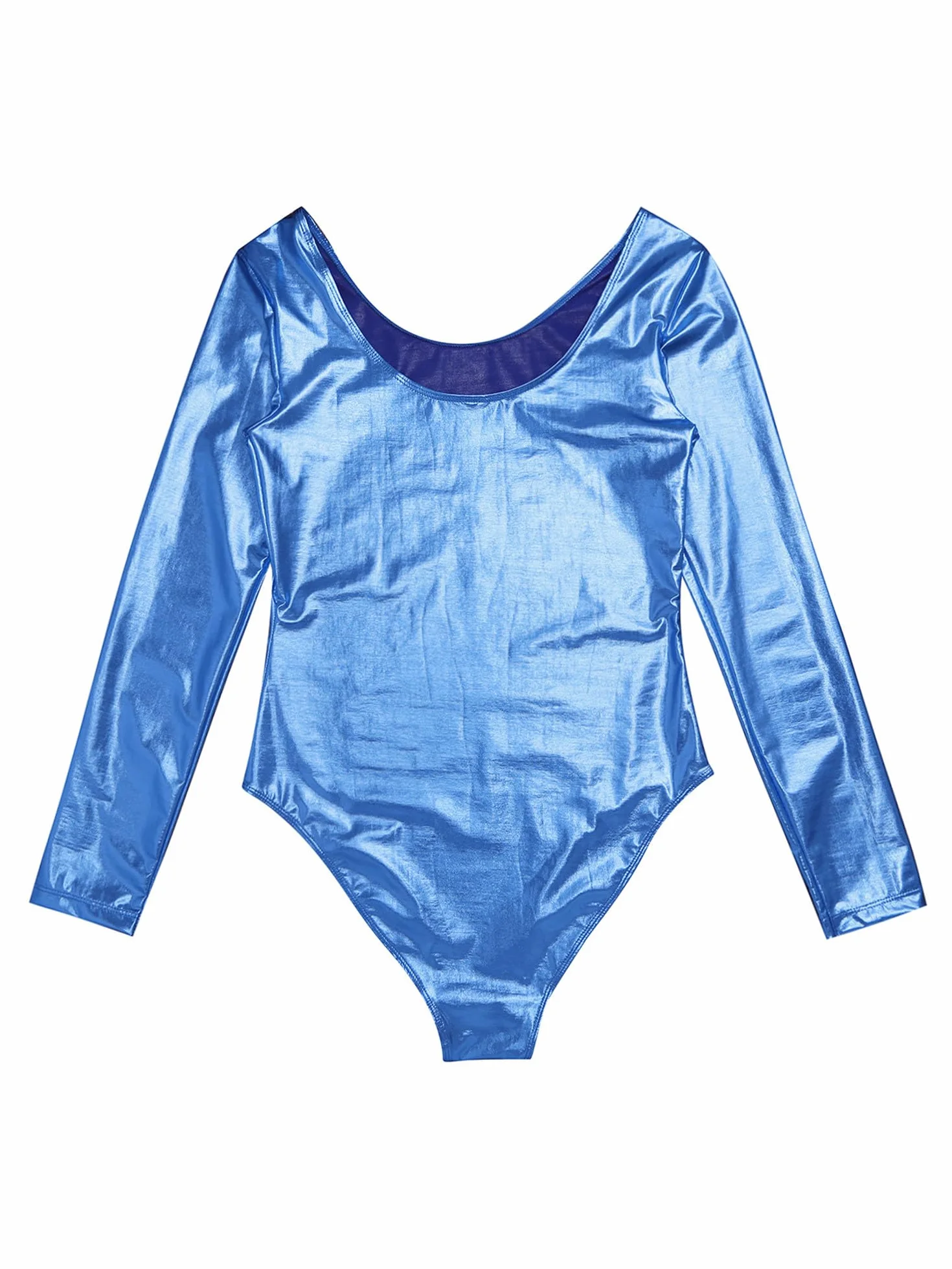 Alvivi Homme Combinaison à Manches Longues Similicuir Brillant Justaucorps Danse Gymnastique Clubwear L-3XL