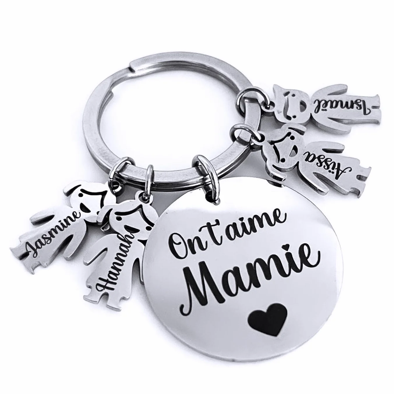 Porte-Clés Papa Personnalisé gravé Prénoms Enfants acier inoxydable - Cadeau Fête des Pères