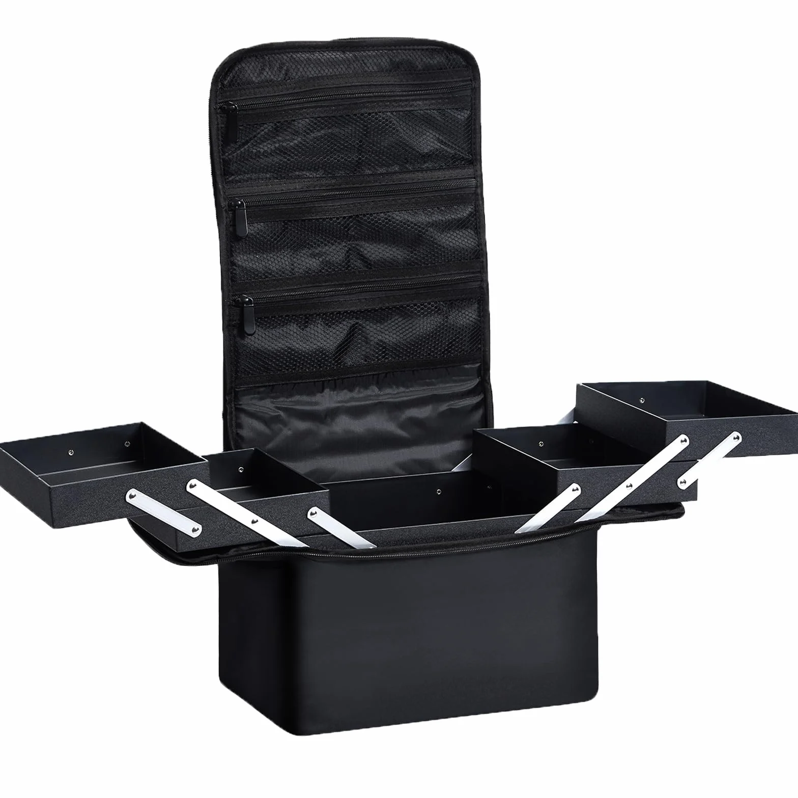 Mallette Maquillage Professionnelle avec Bandoulière, Noir, Vanity Case de Voyage