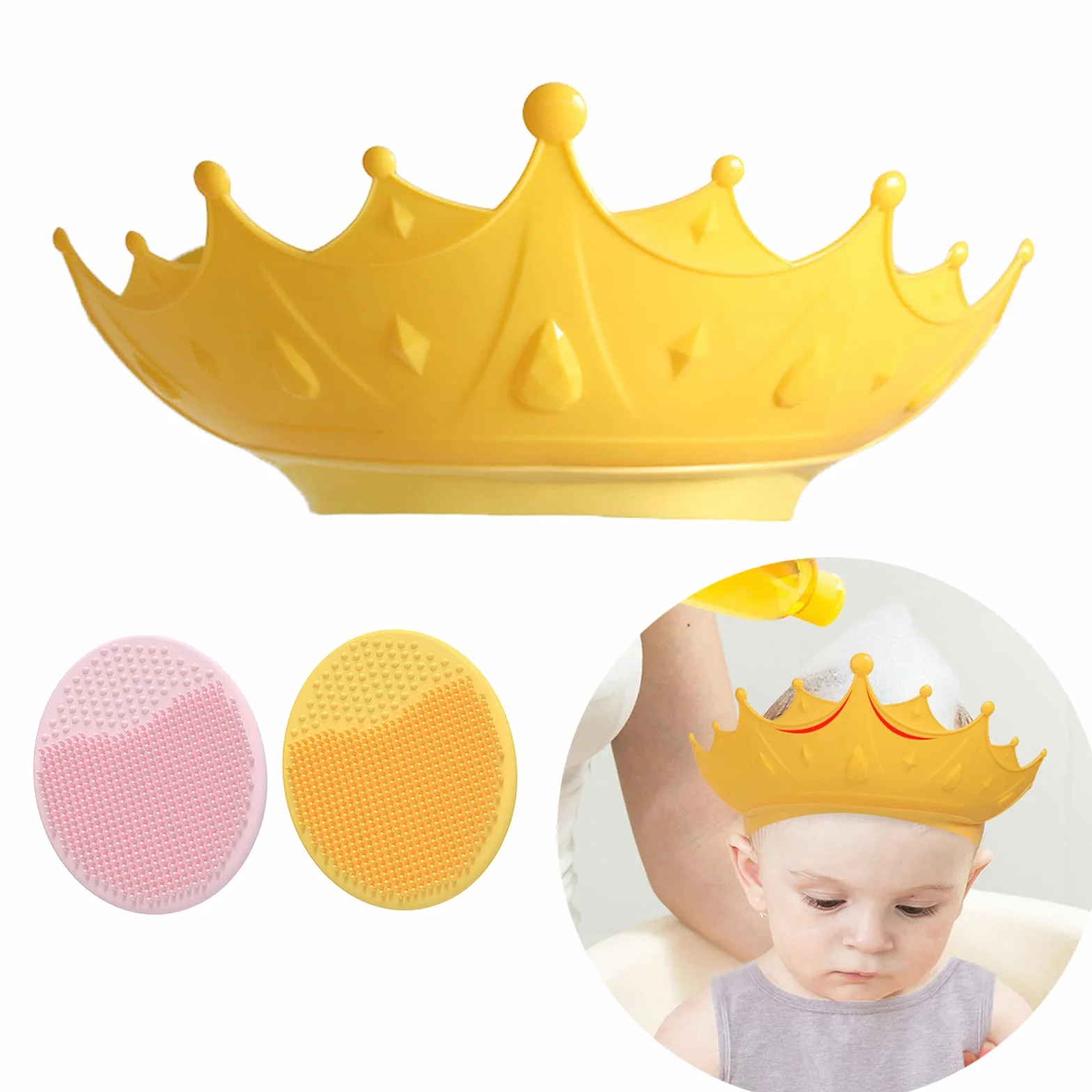 Casquette de Bain Bébé Visière Réglable Protège Oreilles et Yeux Enfant Bonnet de Douche