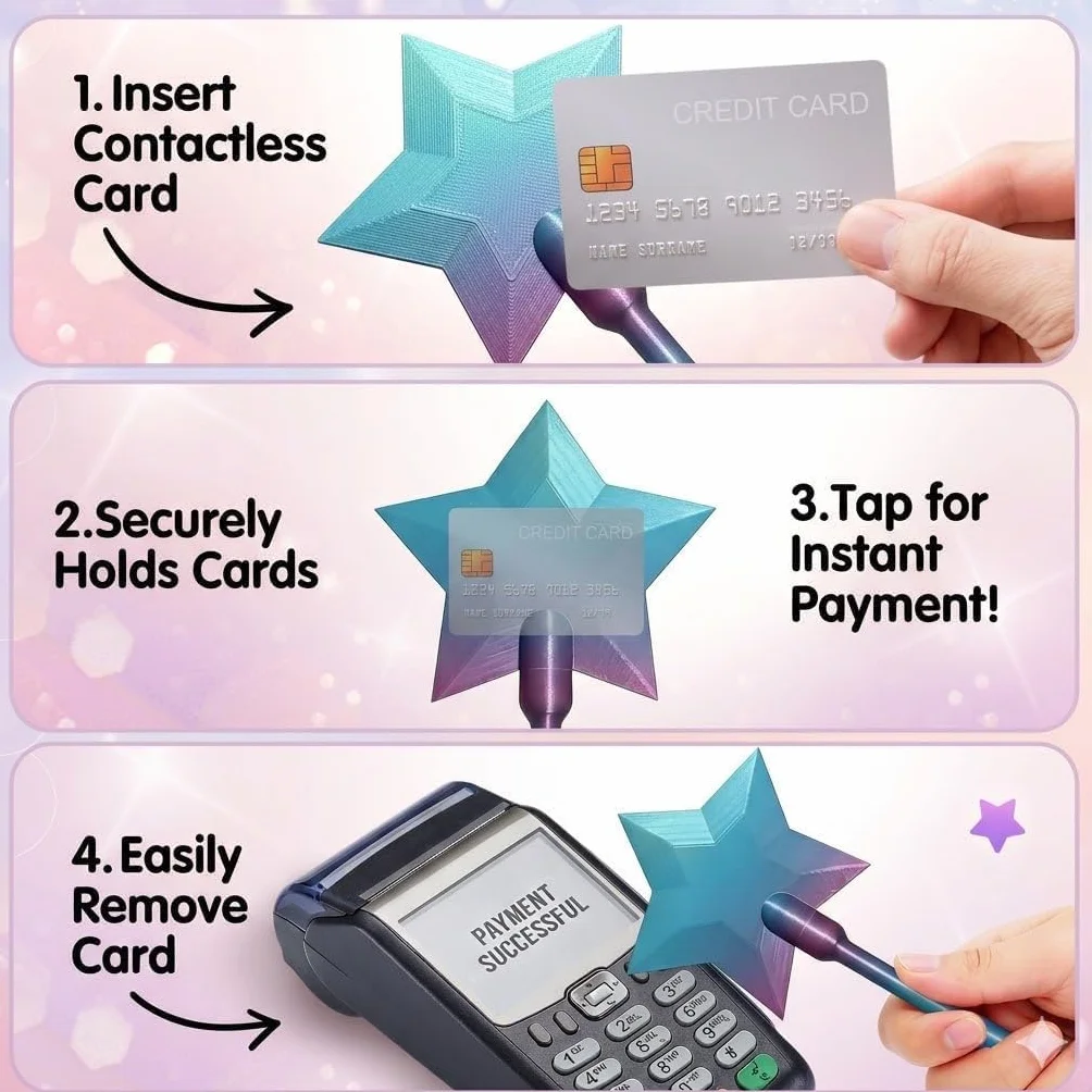 Baguette Magique Étoile Porte-Cartes sans Contact, Impression 3D, Portable, Enfant, Cosplay, Magicien (Blue-Violet)