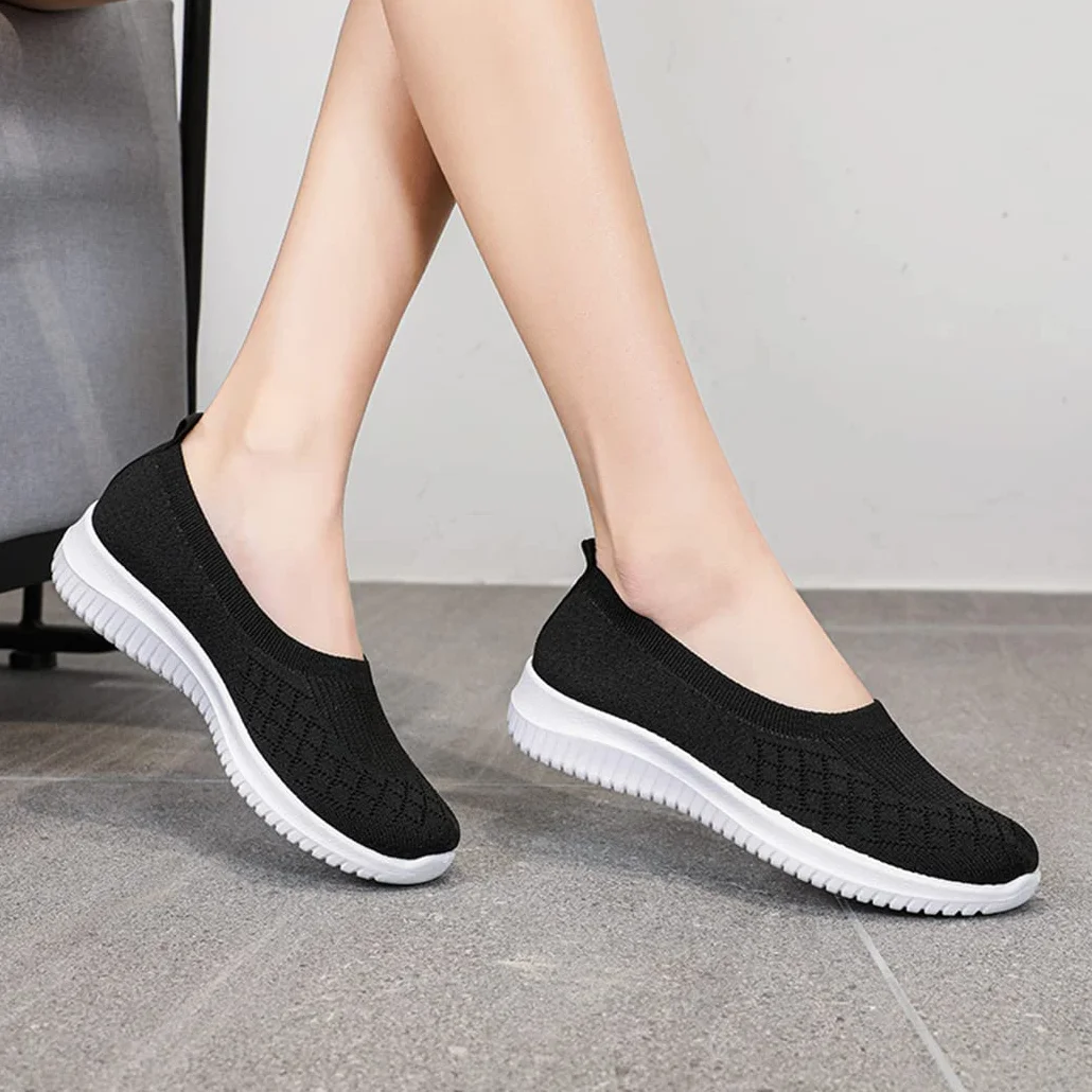 Femmes Chaussures de Marche sans Lacets Semelle Souple Confortable Fitness Sneakers