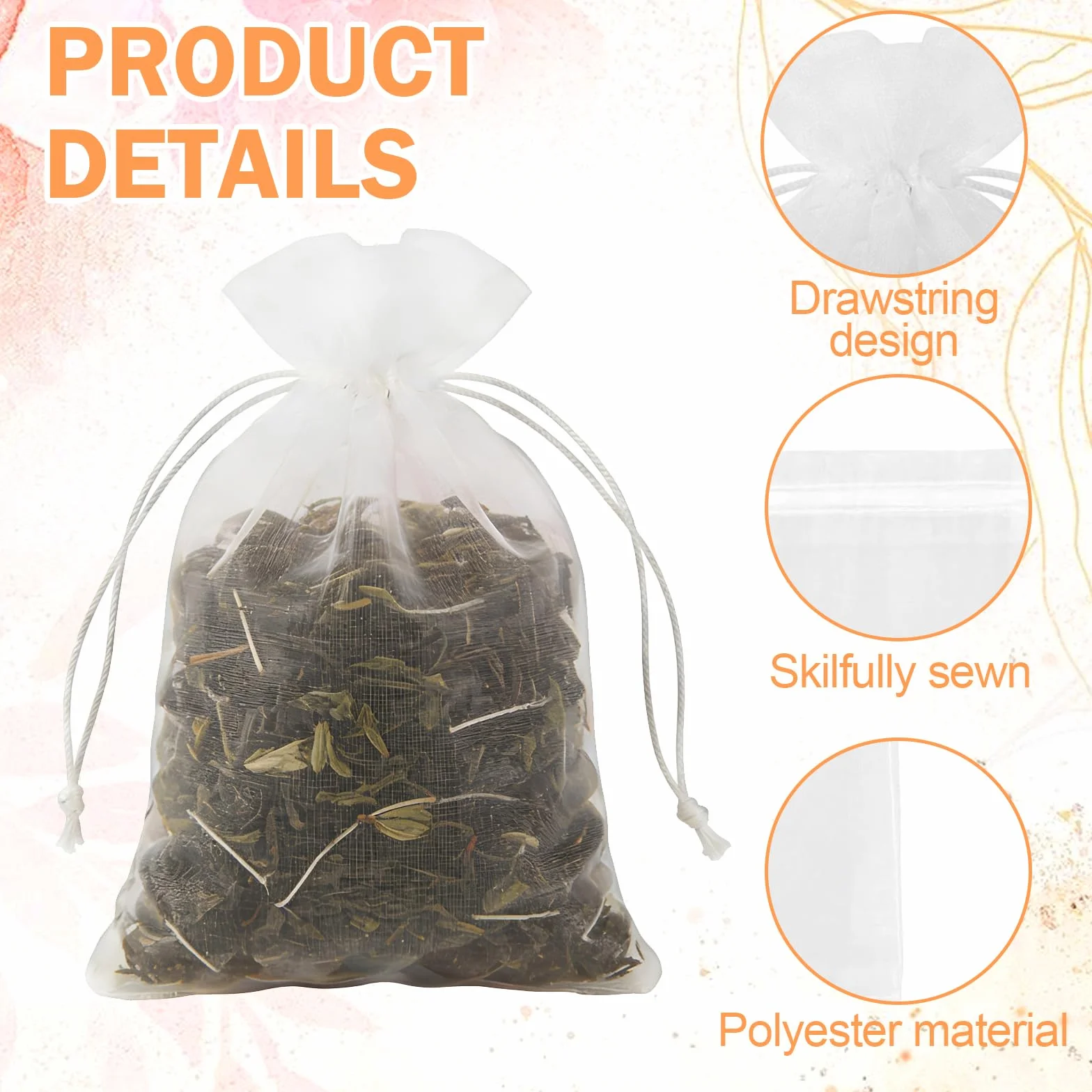 Sachets en Organza Blanc 10 x 15 cm Lot de 100 Sac Cadeau pour Bijoux Mariage
