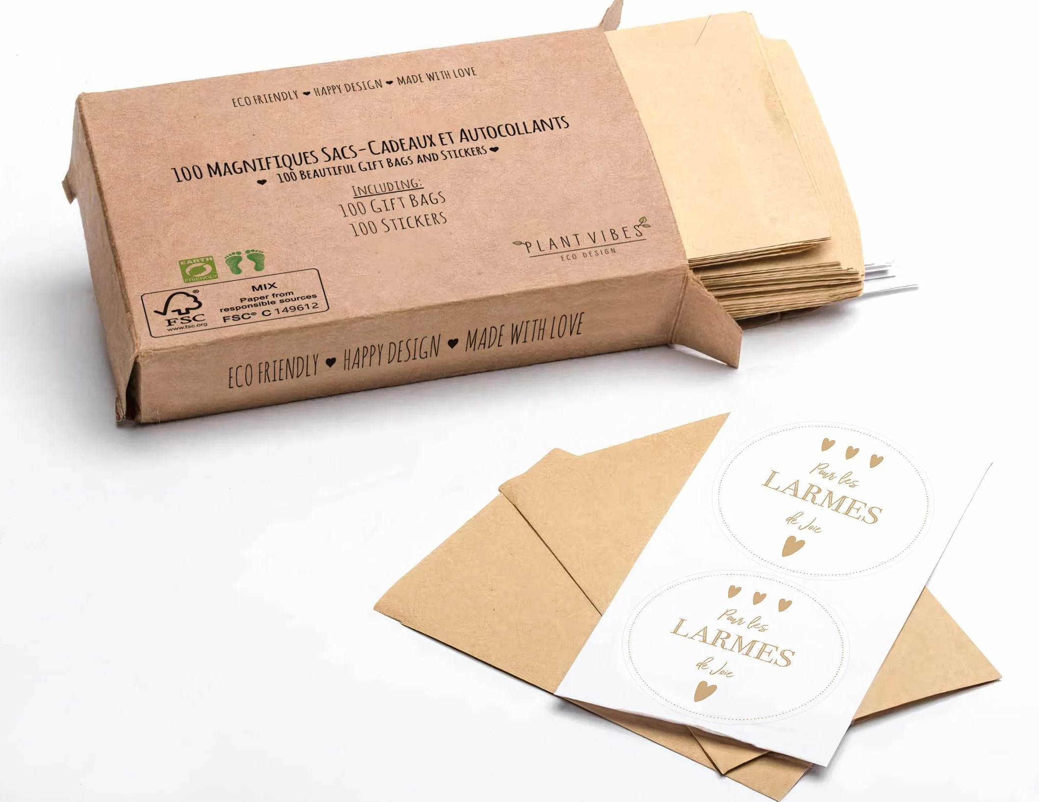 Plantvibes 100 enveloppes Larmes de Joie Autocollant Vintage Mariage Encaustique Bijoux