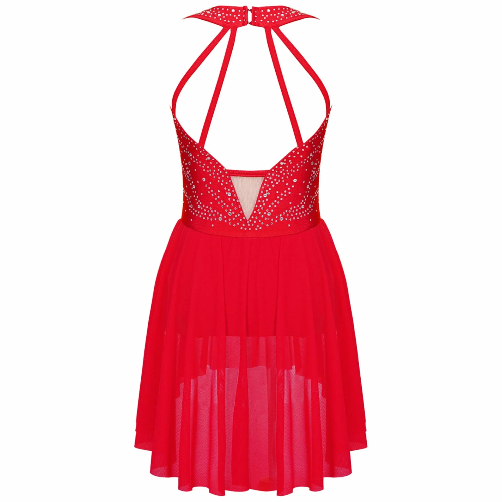 Robe Patinage Artistique Strass Justaucorps sans Manches Danse Enfant Fille
