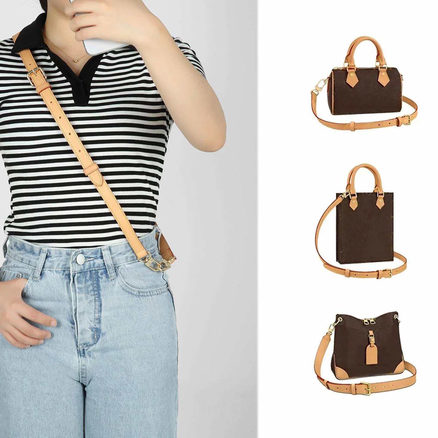 Sangle Réglable en Véritable Cuir pour Sac à Main Portefeuille Metis Alma