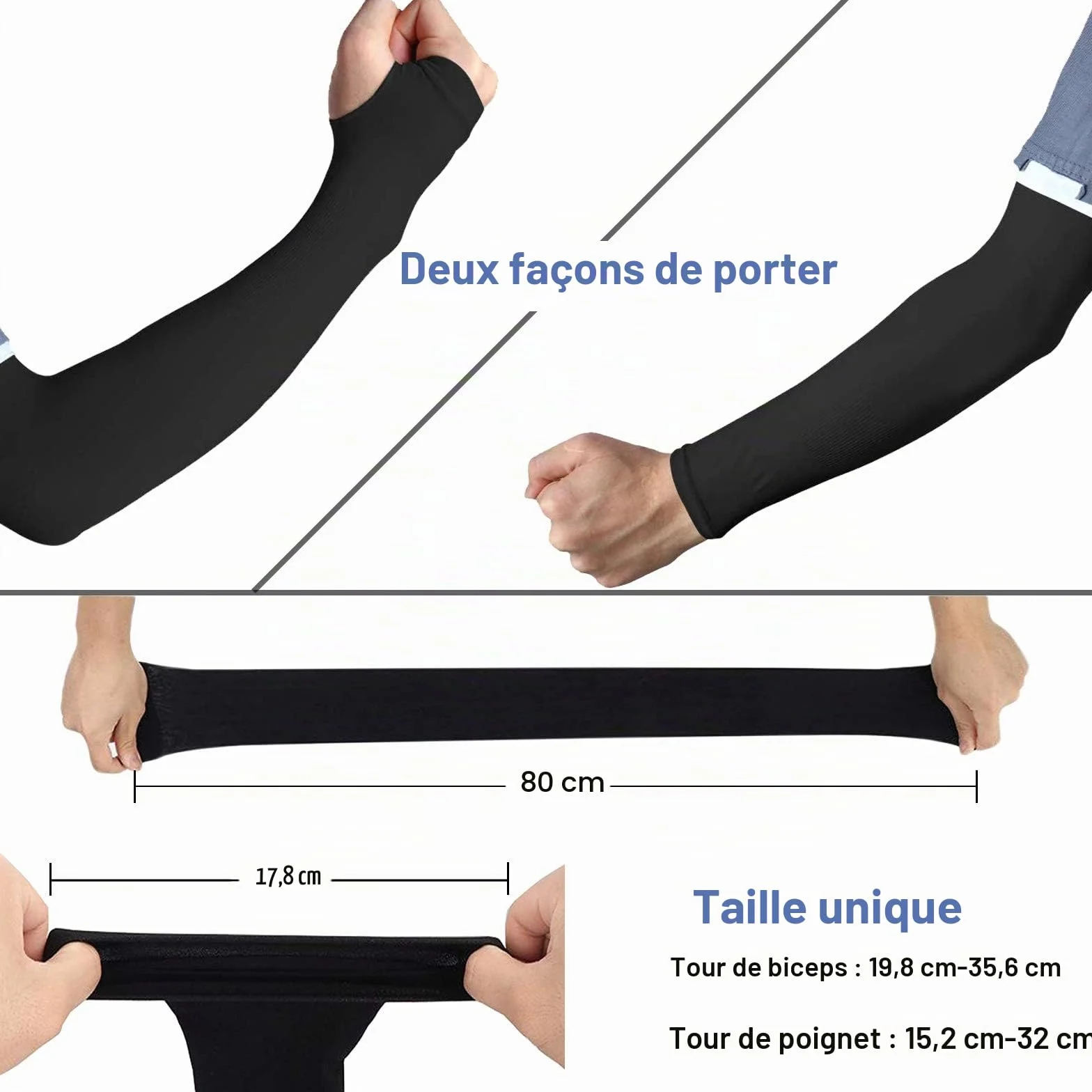 beister Manchon de Bras Homme & Femme, Anti-UV Protection UPF 50+ Manche Bras Avec Trou pour Le Pouce Antidérapants Cooling Manchette Gaming, Manchons Sport Compression Arm Sleeves.