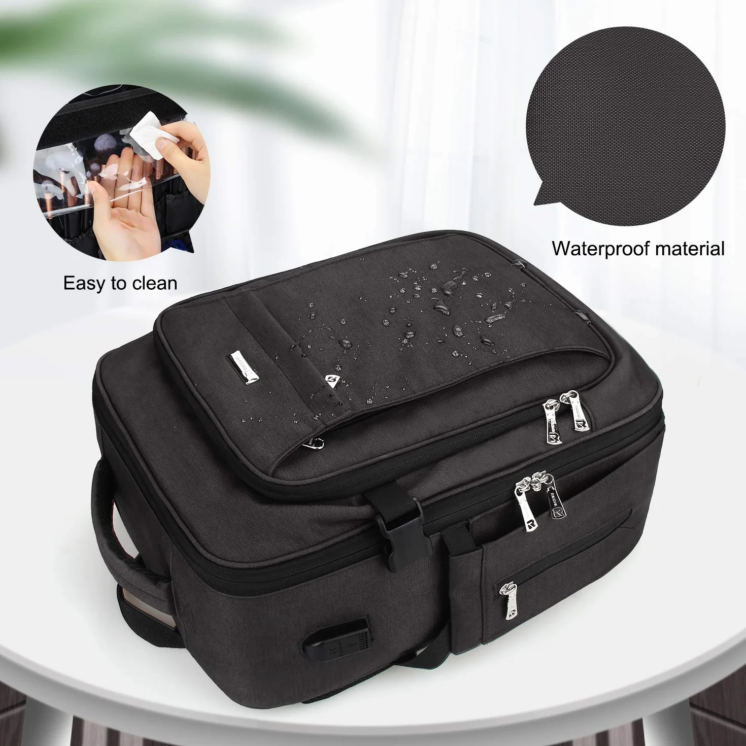 Relavel Trousse de maquillage portable voyage grand organisateur professionnel sangle réglable séparateurs