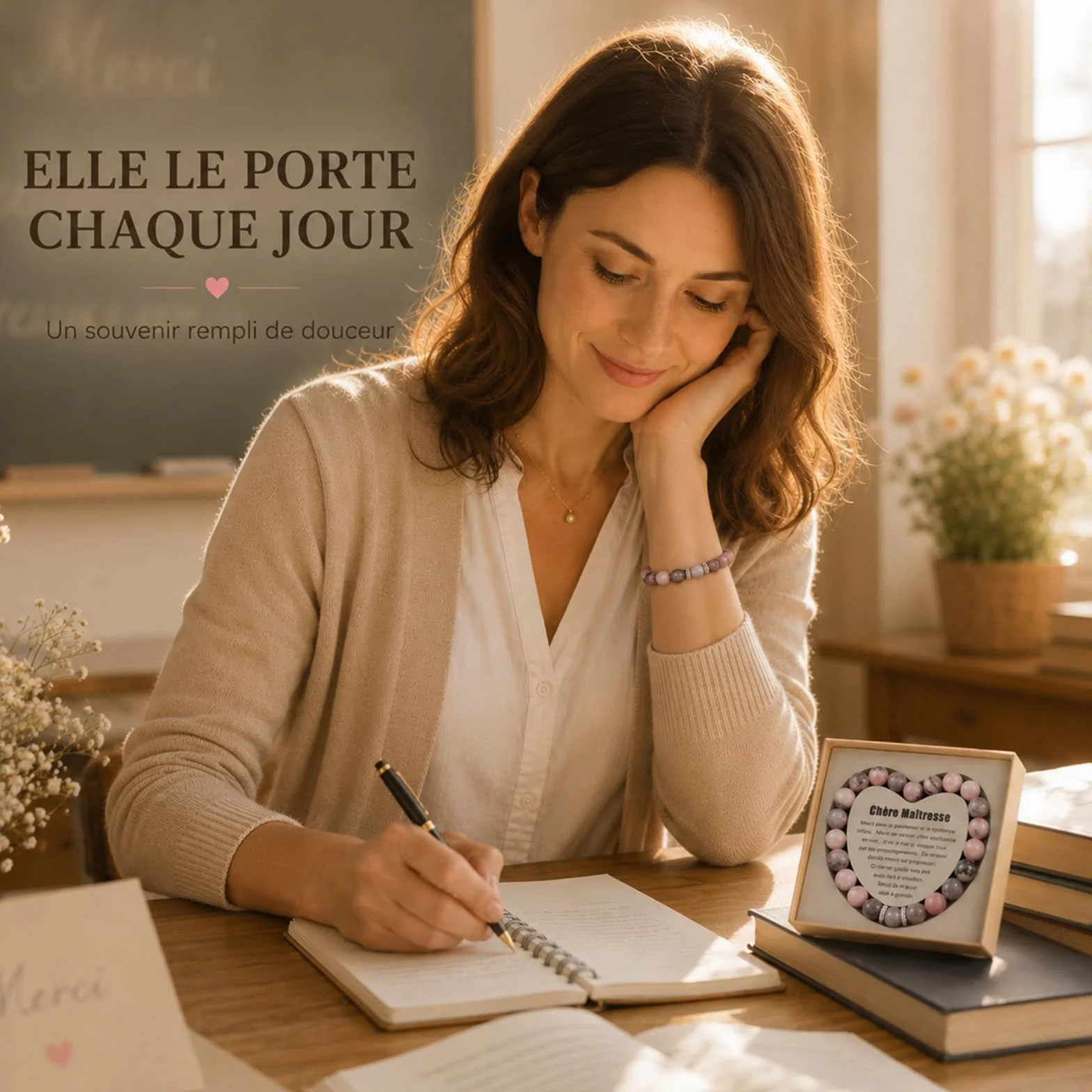 Bracelet pour Maman Cadeau Fete des Meres Coffret en Forme de Cœur