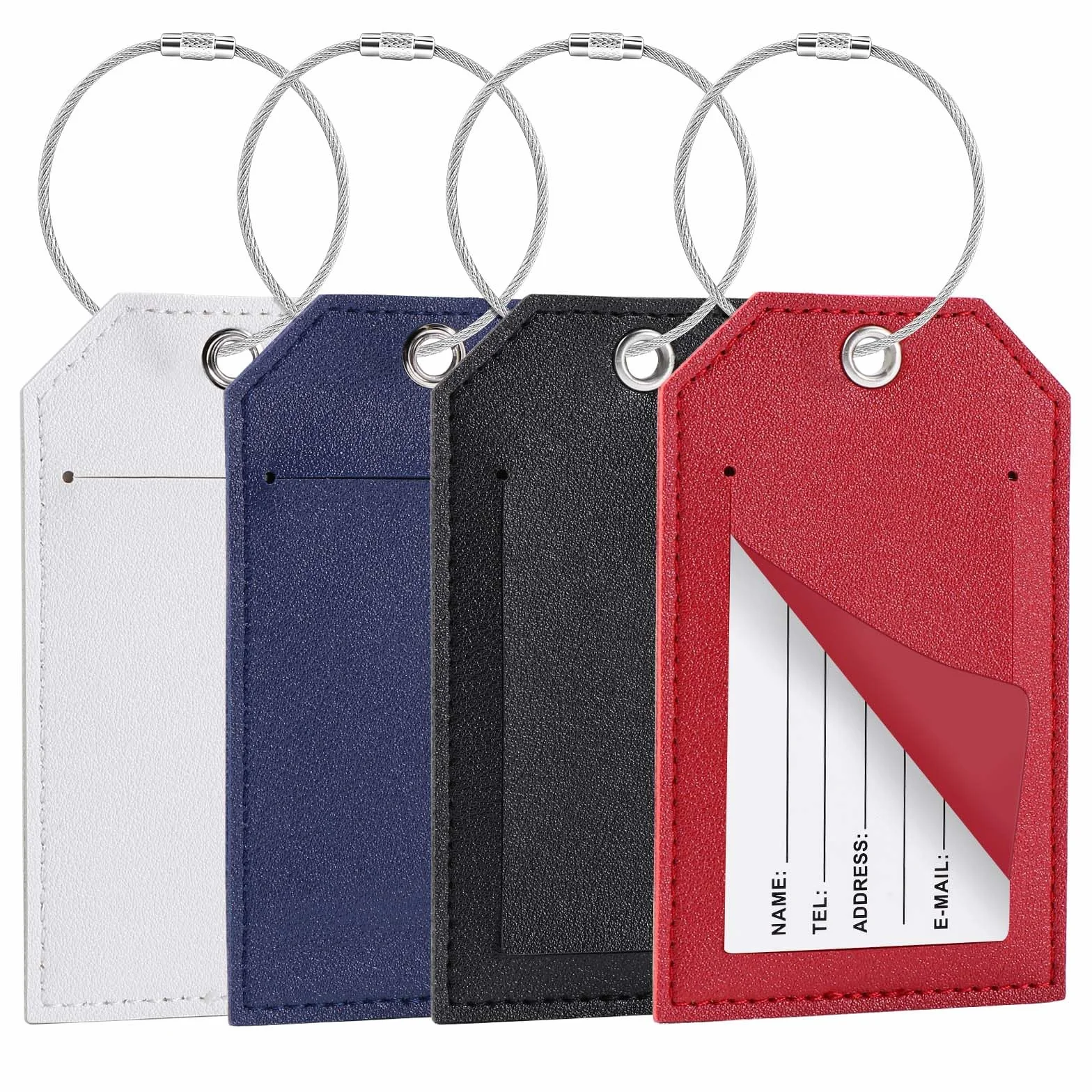Étiquettes à Bagages en PU avec Carte d'Information Personnelle pour Valises et Sacs de Voyage