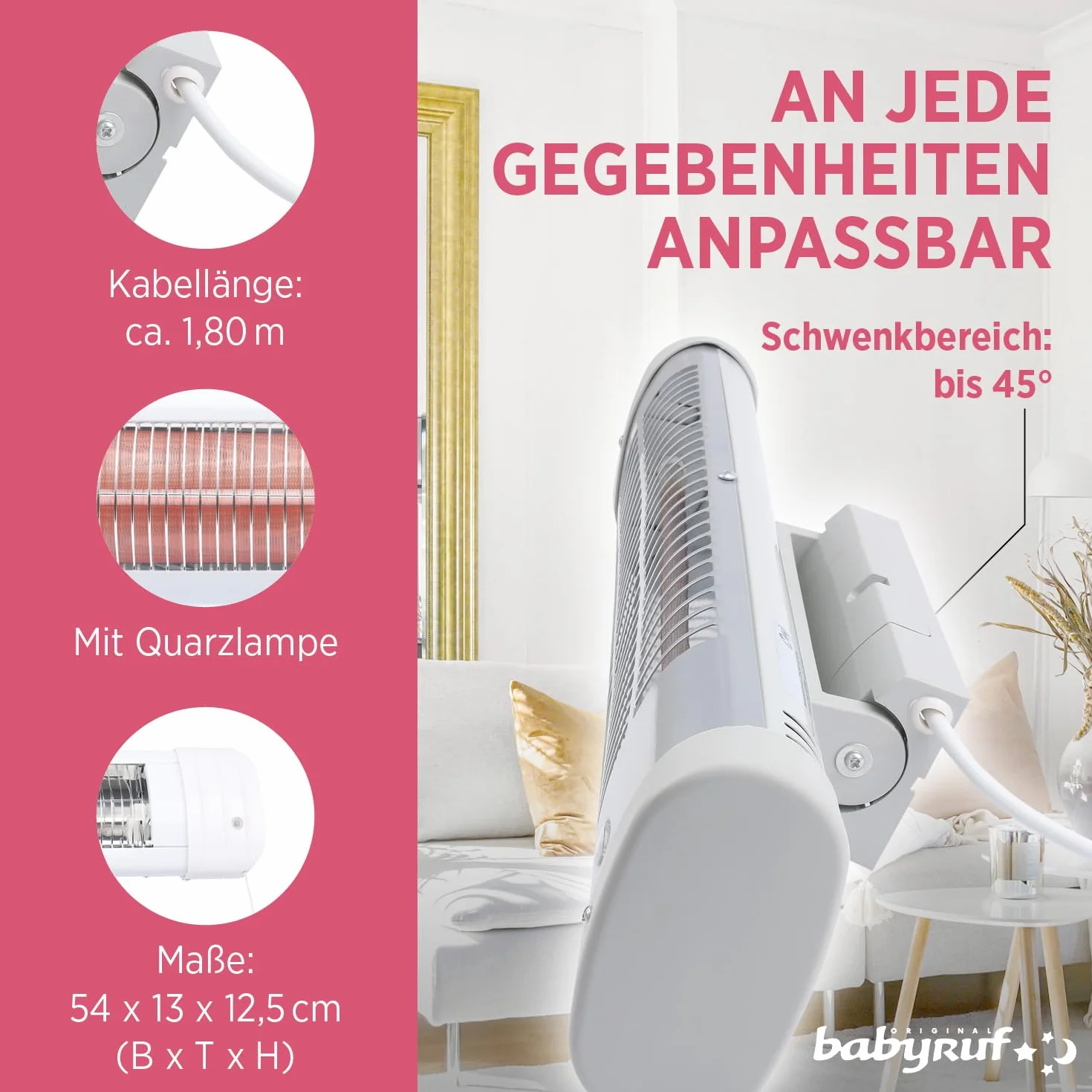 BS 50 Chauffage pour table à langer 600 W Arrêt automatique Blanc