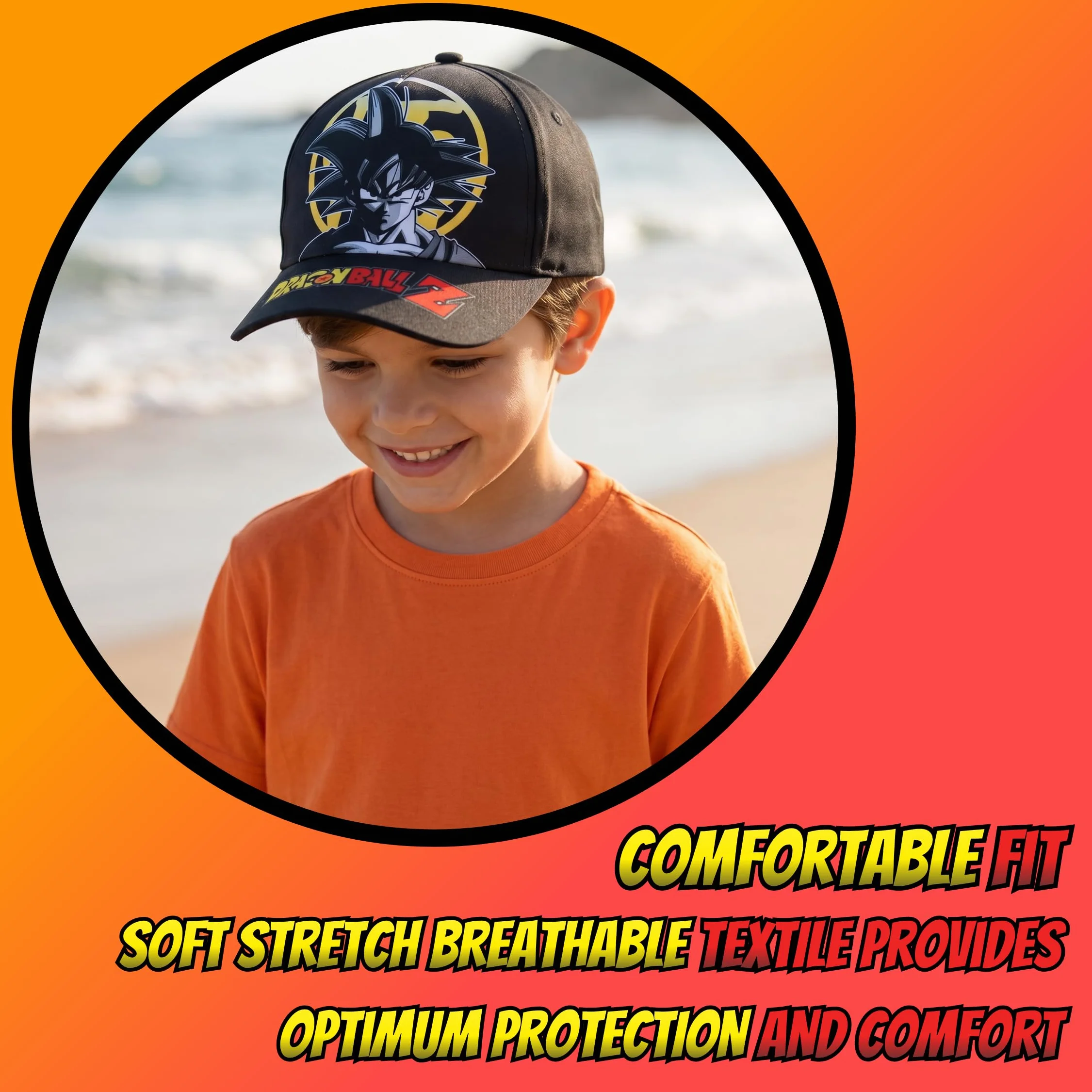 Dragon Ball Z Casquette Garçon Design Goku Chapeau Été Enfants Noir