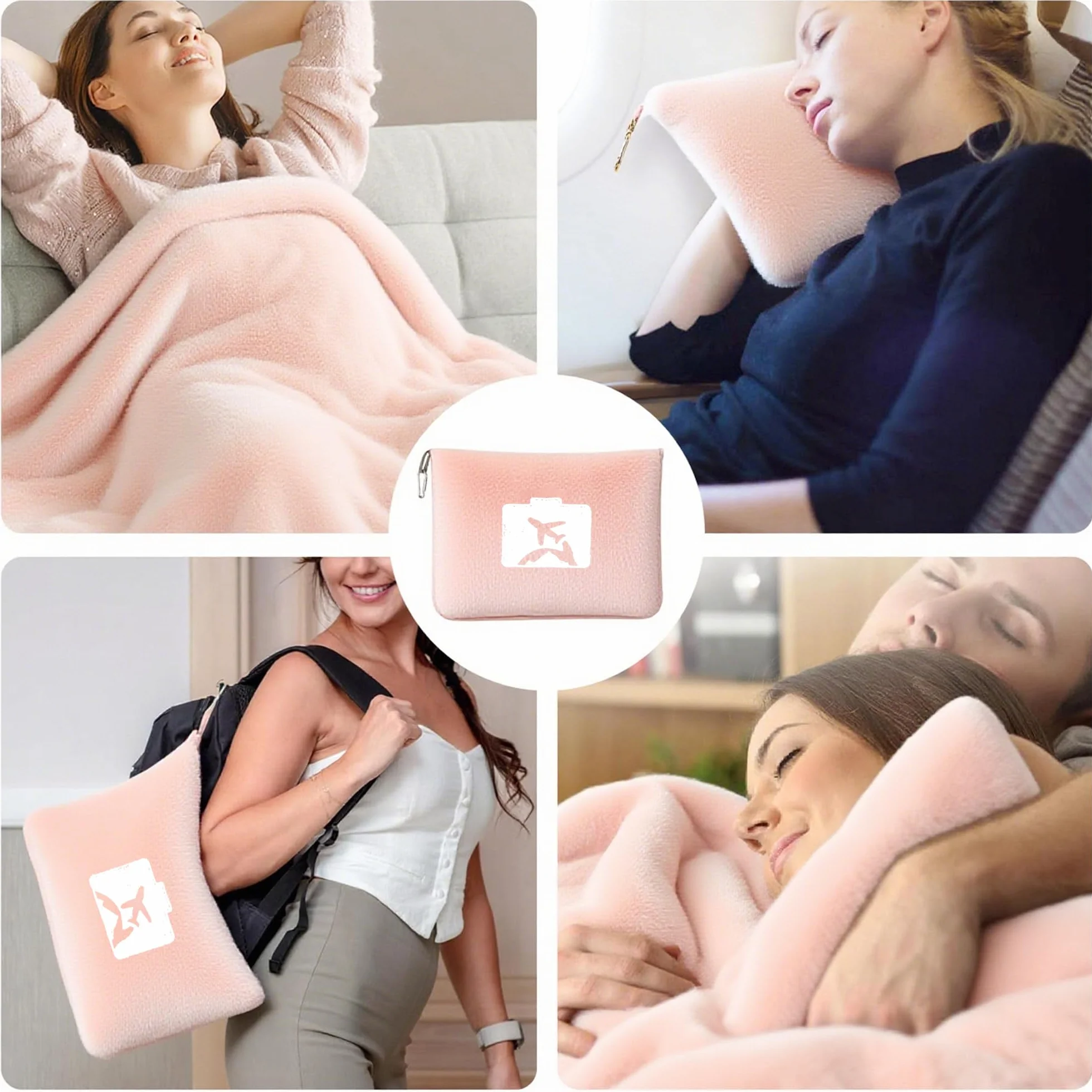 Couverture de voyage coussin 2 en 1 152 x 127 cm pour avion voiture bureau maison