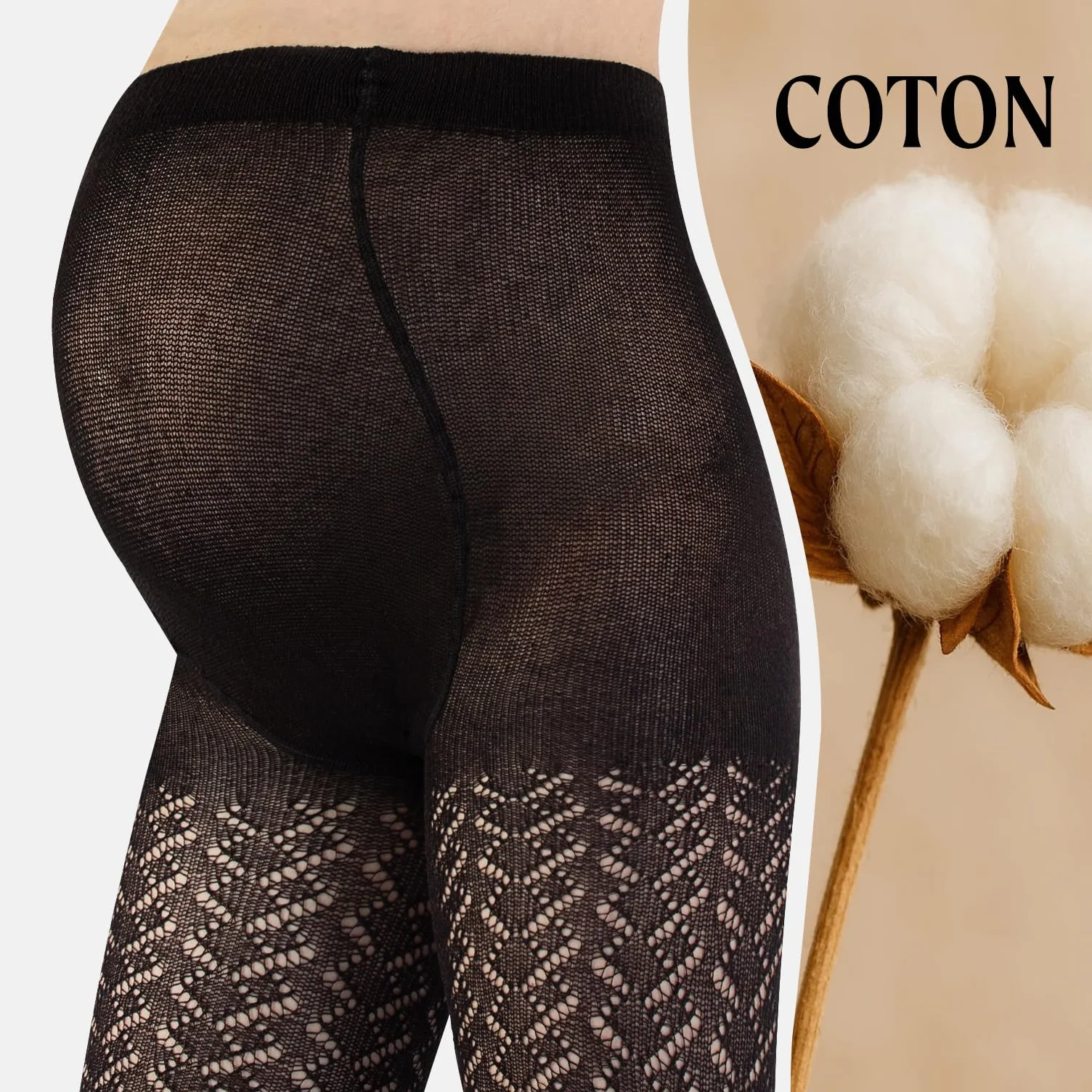 Collants de maternité en Coton Tricotés au Crochet 300 DEN Fabriqué en Italie