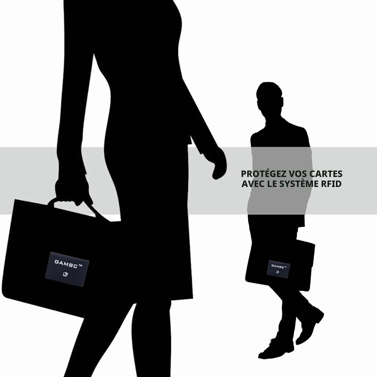 GAMBC® Portefeuille Anti RFID pour Cartes Bancaires, Porte-Carte Fin Semi-Rigide 8 Cartes Noir