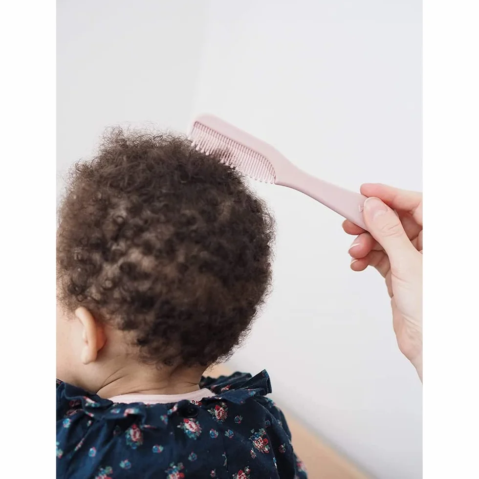BÉABA Peigne et Brosse à Cheveux Bébé Enfant avec Rangement Intégré Old Pink