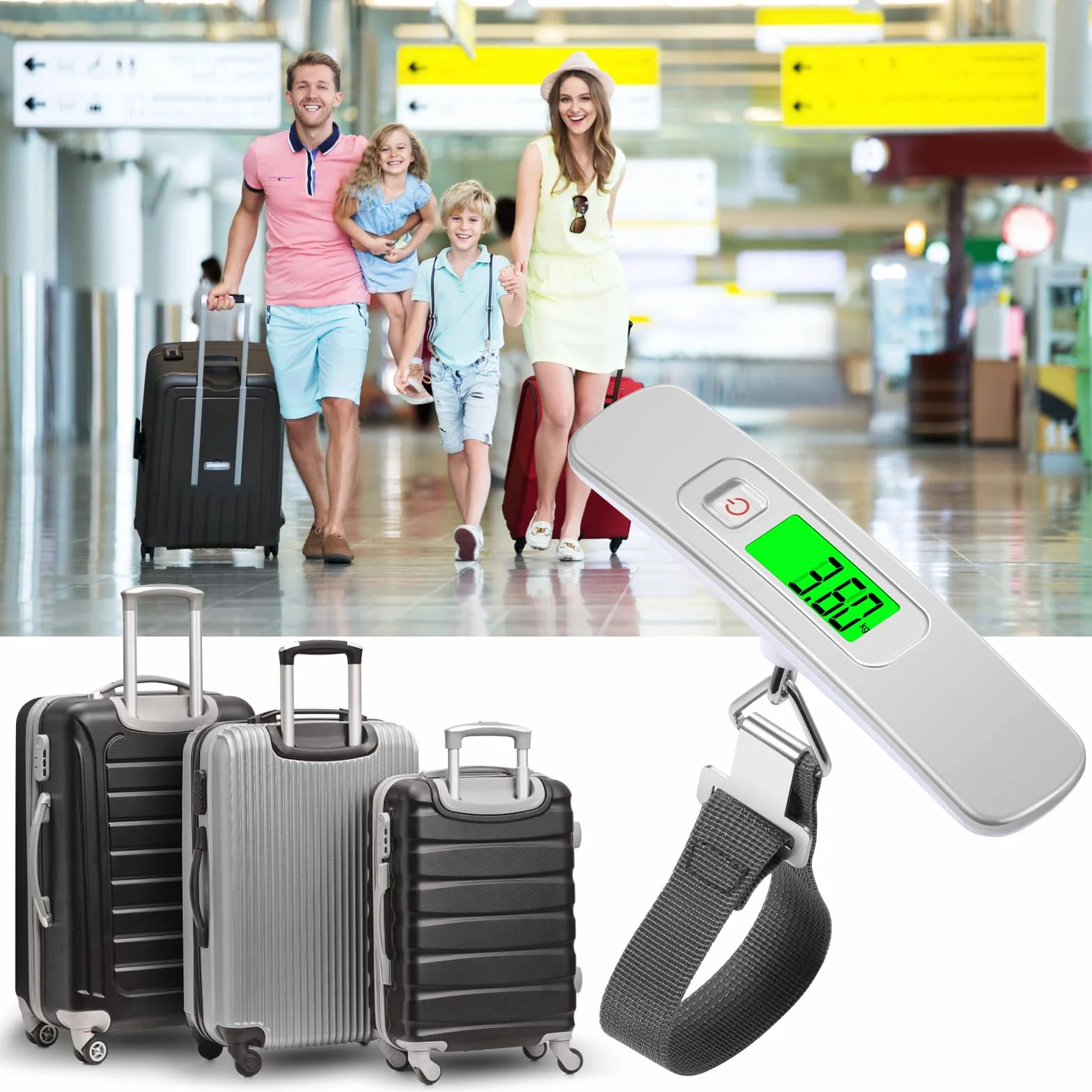 Blendura Pèse Bagage Électronique, Balance Portable 50 kg/110 lb, Fonction Tare, Blanc