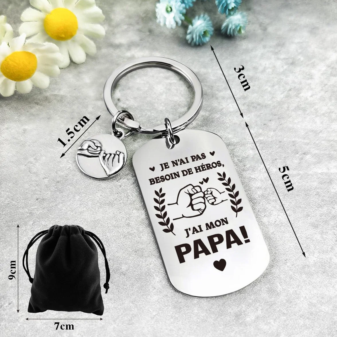Porte Clef Inoxydable Cadeau Papa Fête des Pères Anniversaire