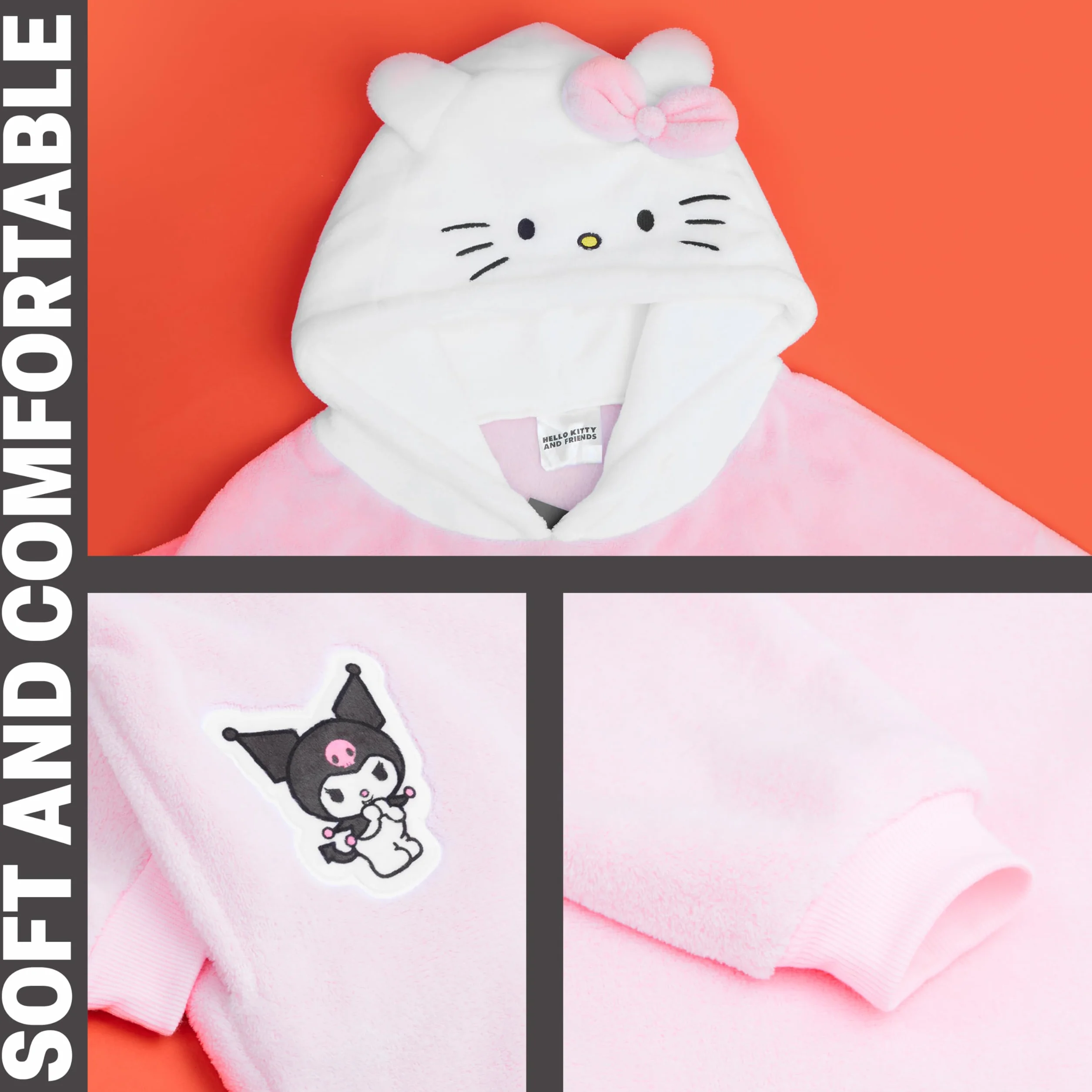 Hello Kitty Sanrio Sweat à Capuche Oversize Fille Polaire