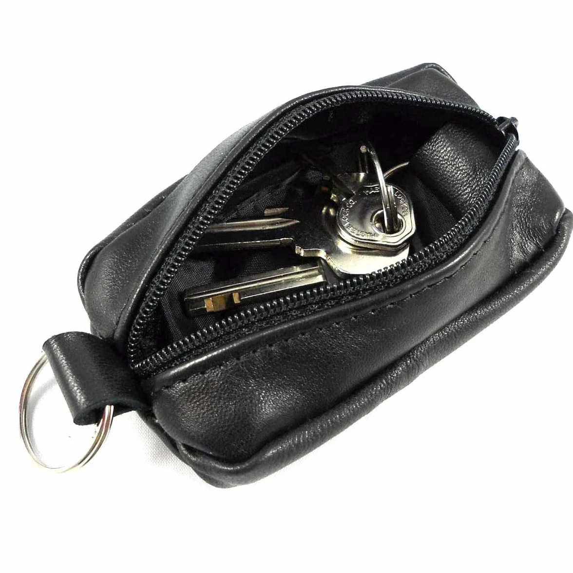 Portefeuille Homme Cuir véritable Double Zips Multi Poches Noir