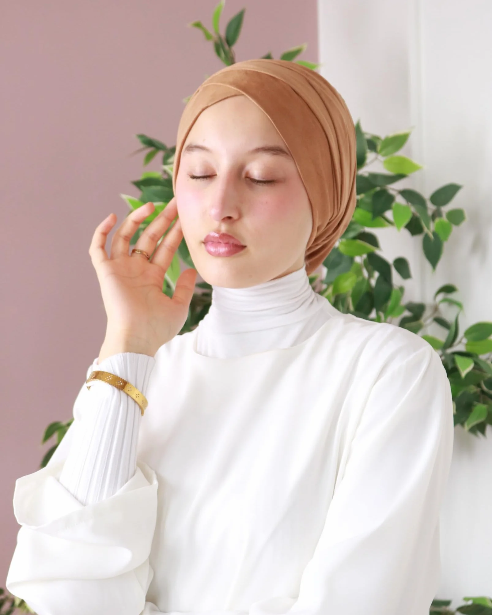 Lamis Turban à Enfiler en Daim pour Femme Musulmane TU-5