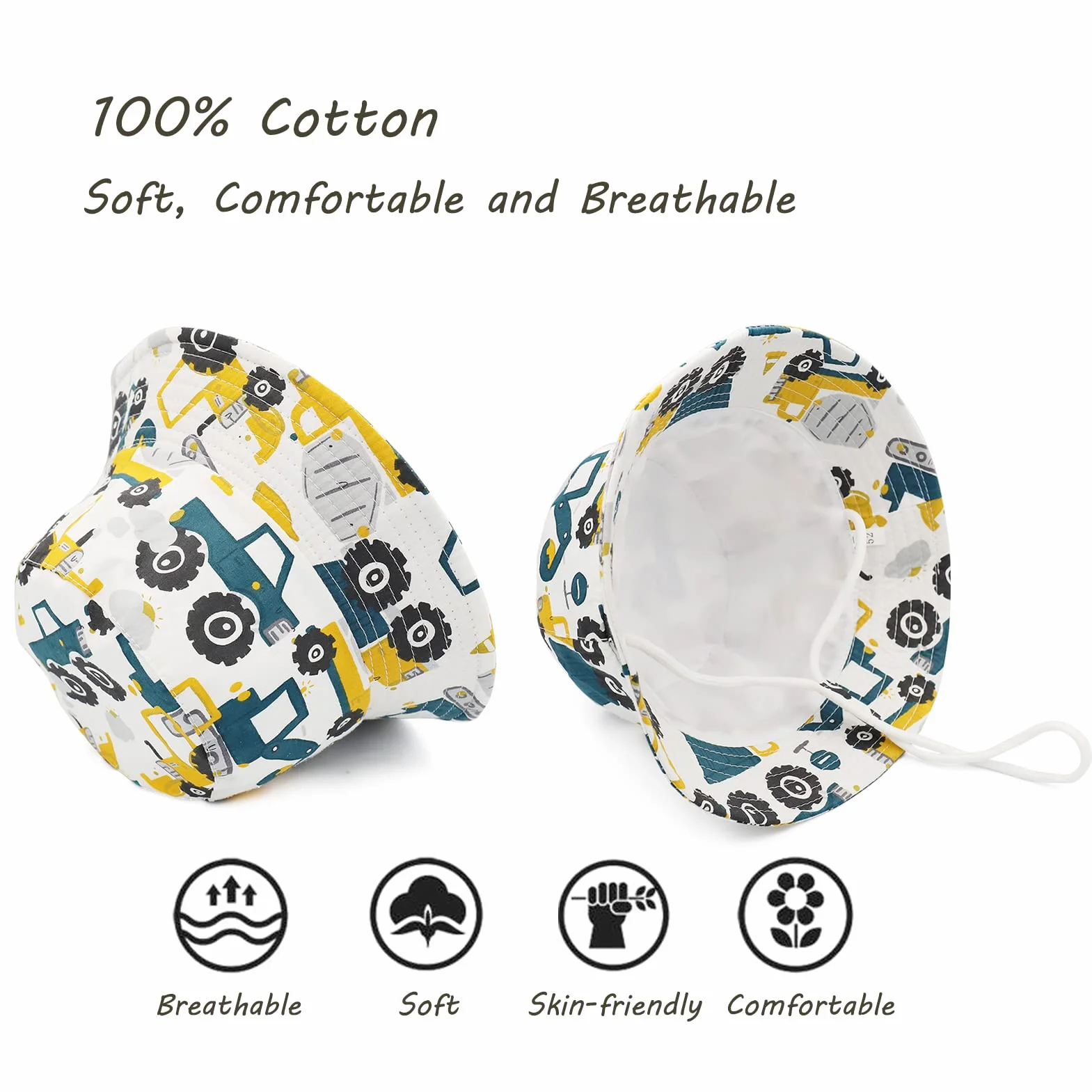 Chapeau de Soleil Enfant Coton Bord Large Chapeau Bob Été 1-8 Ans