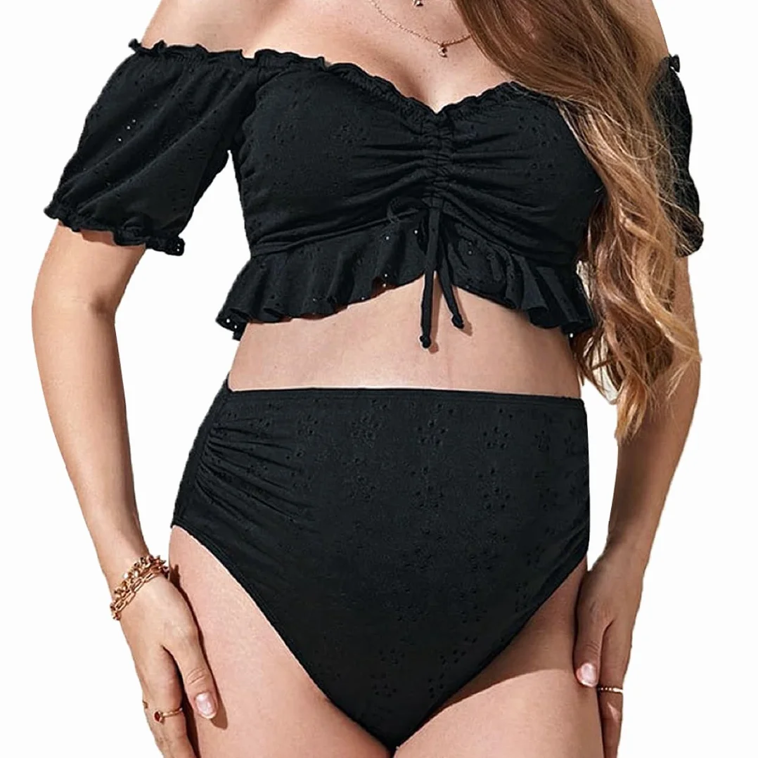 Maillot de bain maternité deux pièces bikini lacets taille haute