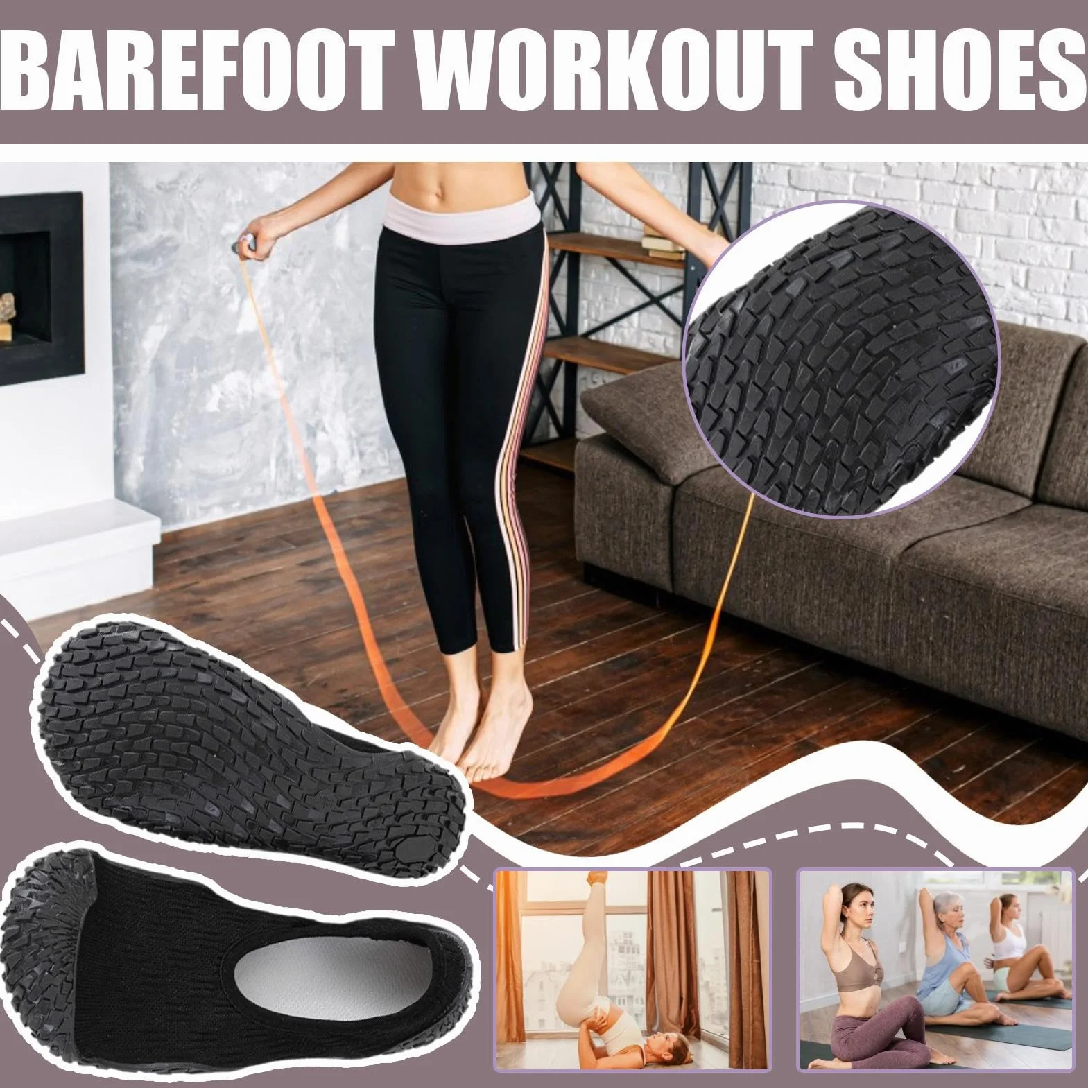 Baskets Chaussettes Légères pour Femmes Chaussures de Pieds Nus Yoga Course Intérieur Flexibles